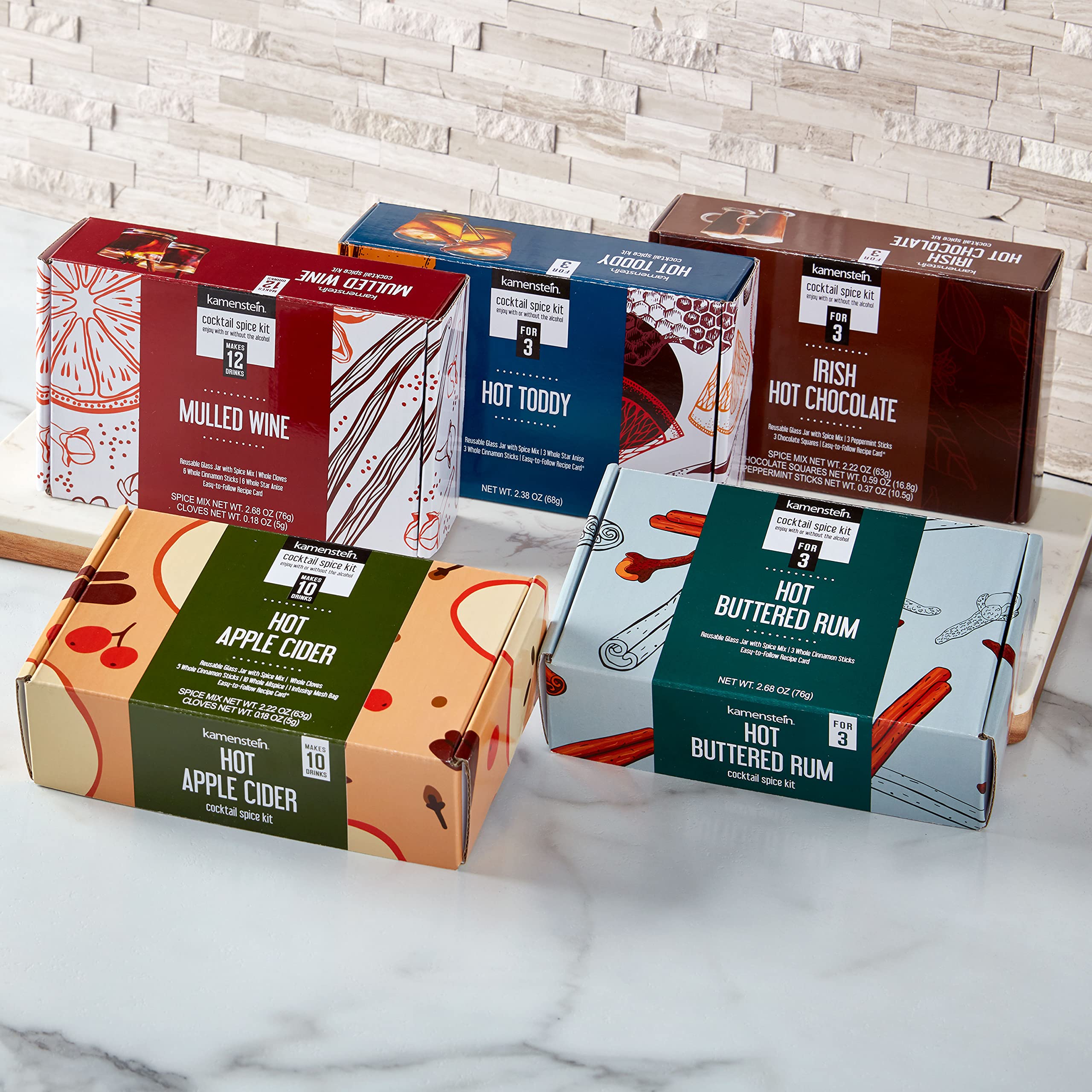 Kamenstein Glühwein-Cocktail-Set, Geschenkbox enthält alles, um die perfekte Saison für 12 Portionen, vorgemessene Gewürze, Geschenk, Urlaubsunterhaltung oder Hosting, 17 x 10 x 5 cm