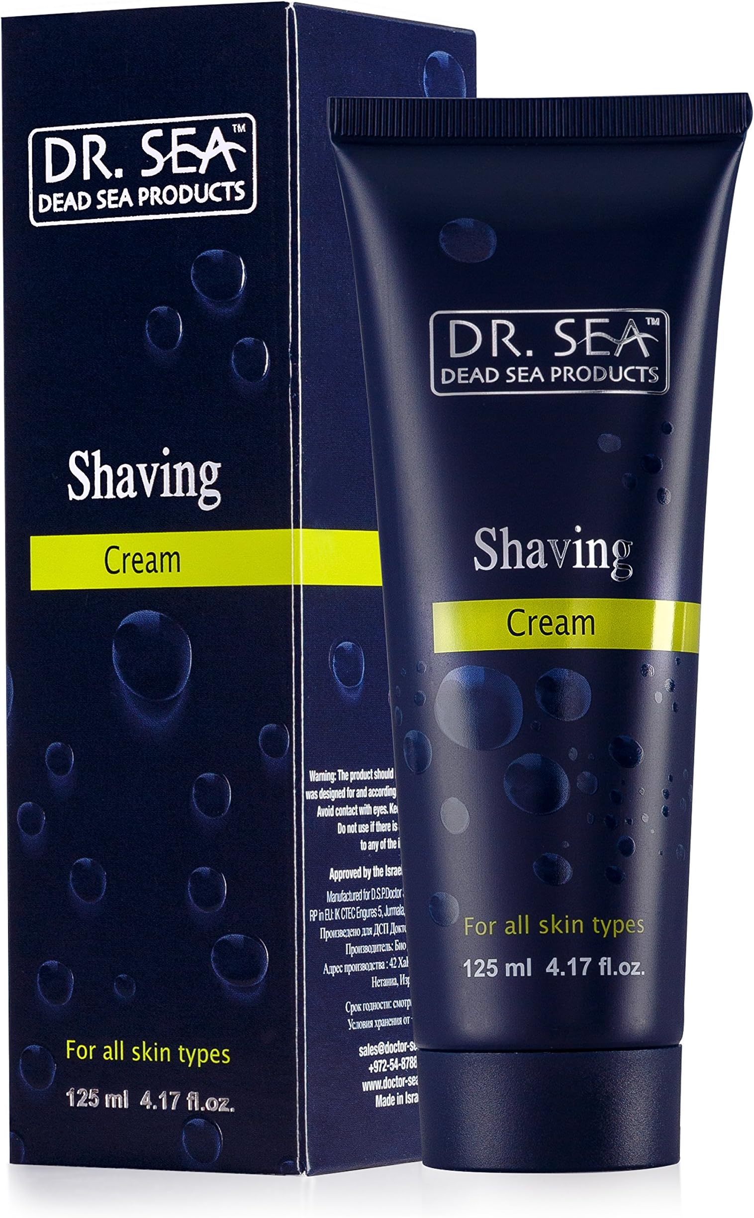 Dr Sea Men's Soothing Shaving Cream for Easy Hair Removal - Smoothing Shave Cream for Men, Tube, 125 ml