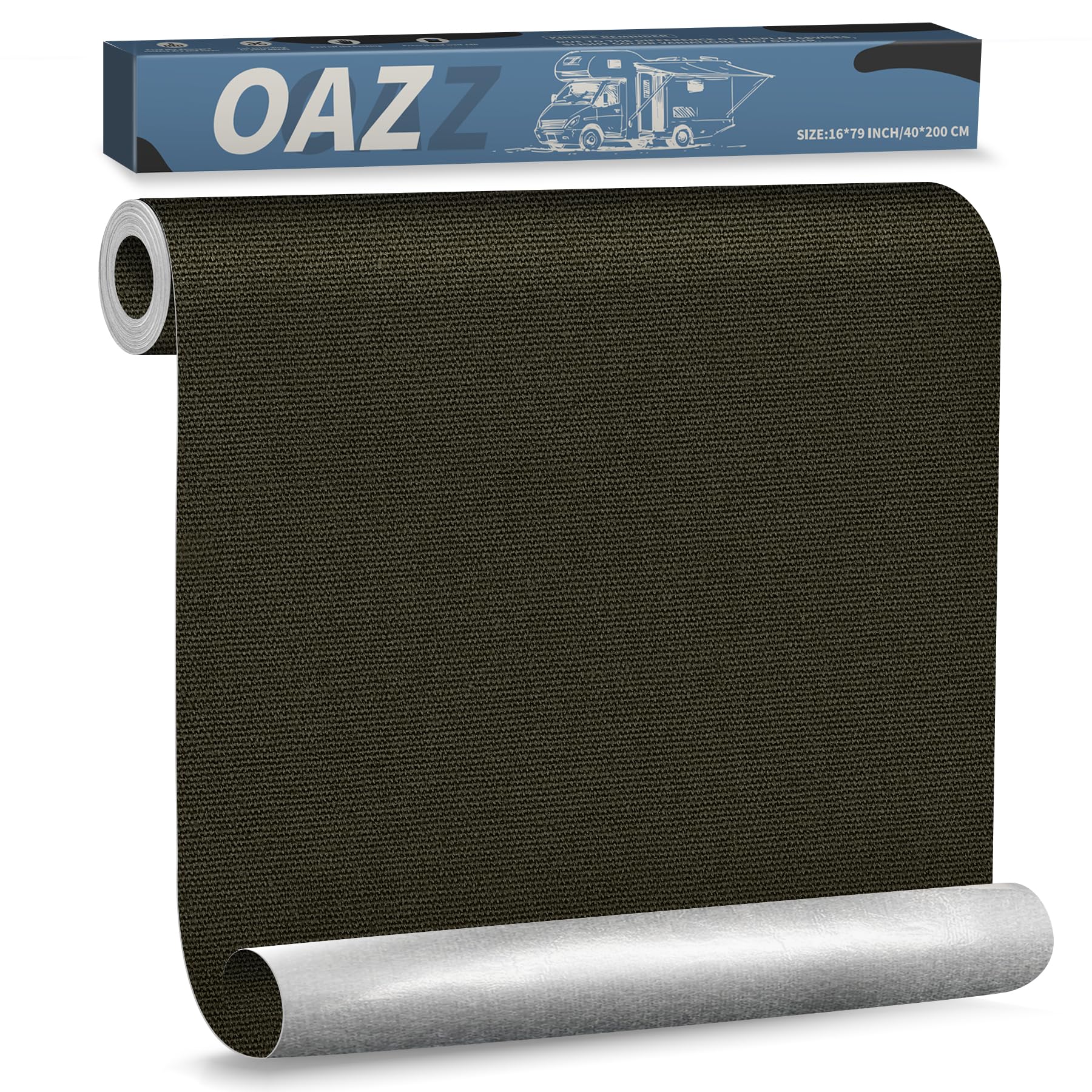 OAZ 16 x 79 inch Canvas Repair Patches Canvas Fabric Patch Self-Adhesive Fabric Repair Tape Waterproof Outdoor Gear Patch Kit for Boat Cover Awning Sofa Chair Couch Tent Bag (Army Green)