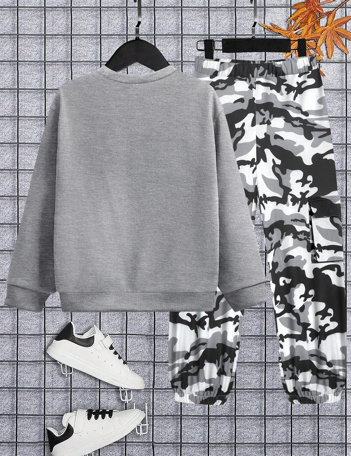 WIQI Boys Clothes 2 Piece Long Sleeve Pullover Sweatshirt and Camouflage Sweatpants Fall Winter Outfits Set 6-14Y - Image 6