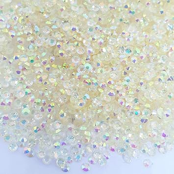 MajorCrafts 4000pcs 2mm ss6 Clear Transparent Flat Back Extra-Small Round Resin Rhinestones Arts and Crafts Embellishment Gems Transparent Clear AB C44, 2mm ss6