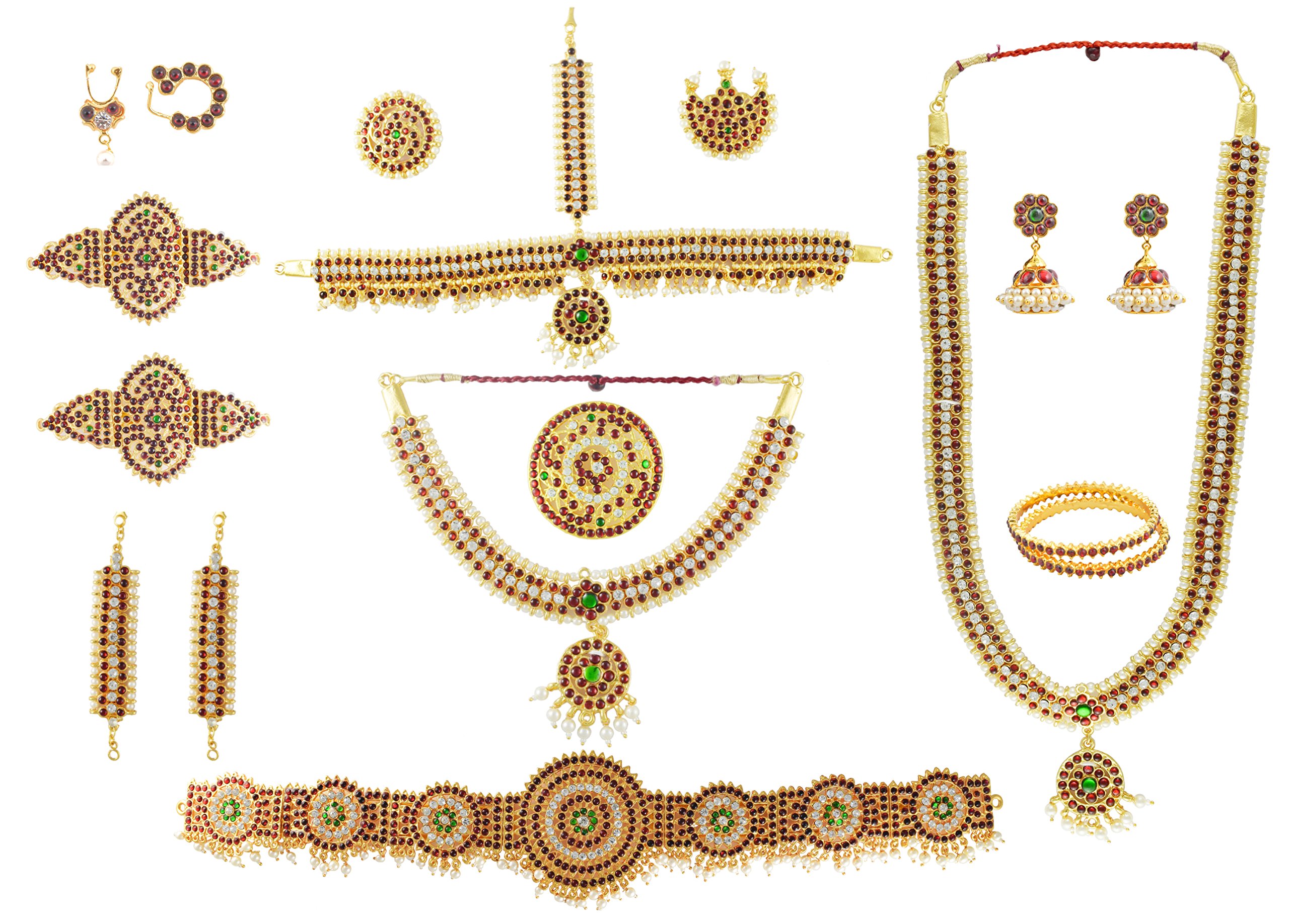 UG PRODUCTS Copper Complete Set Bharatanatyam Jewellery with All The 10 Separate Ornaments Made with Green and Red Quality Kemp Stones(S6 SP) (B07CHN64CS) Amazon Price History, Amazon Price Tracker