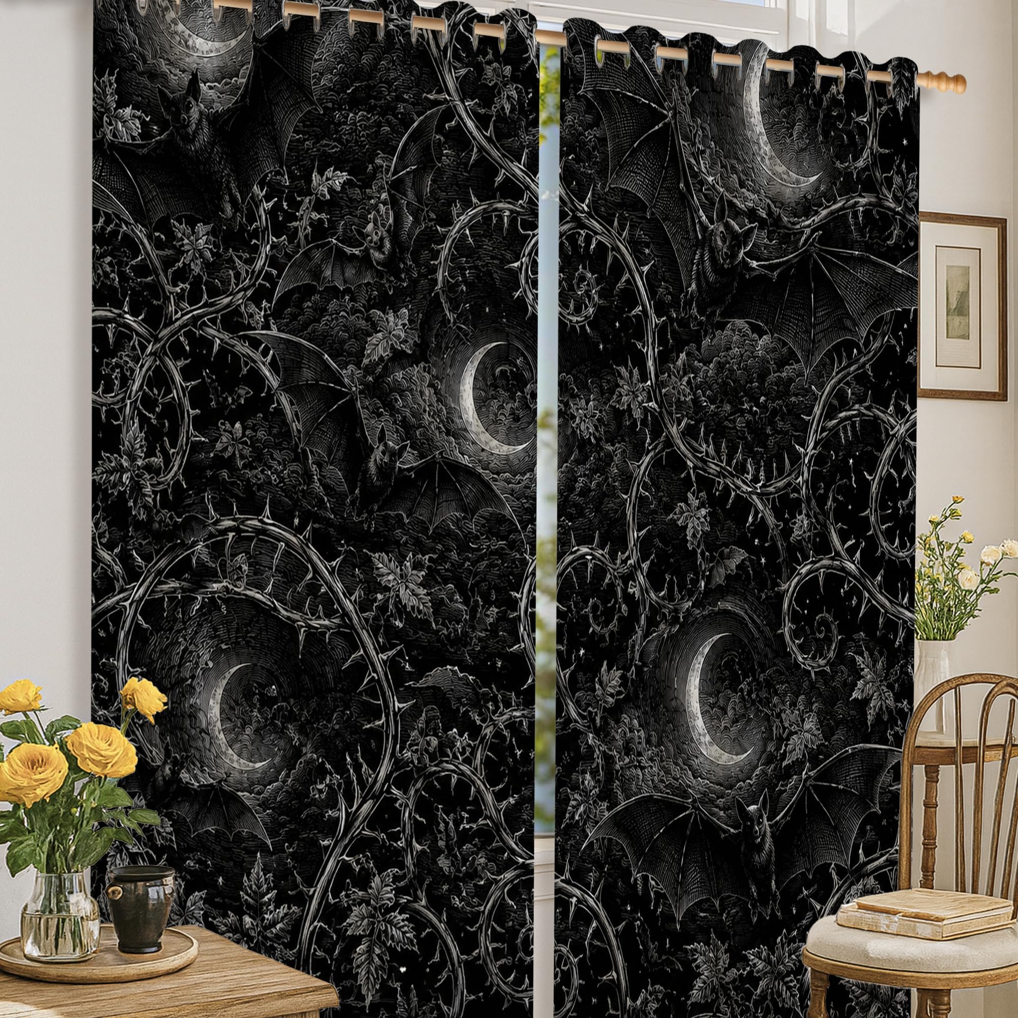 Rideau occultant thermique lune bloque la lumière du salon