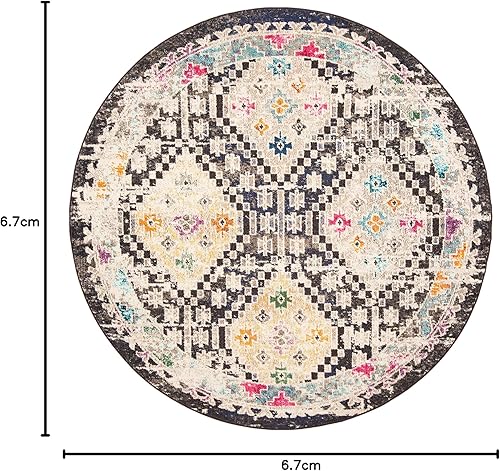 Vista 243 de Safavieh Madison Collection MAD418F - Alfombra de área con diamantes, Polipropileno, Azul Oscuro/Amarillo