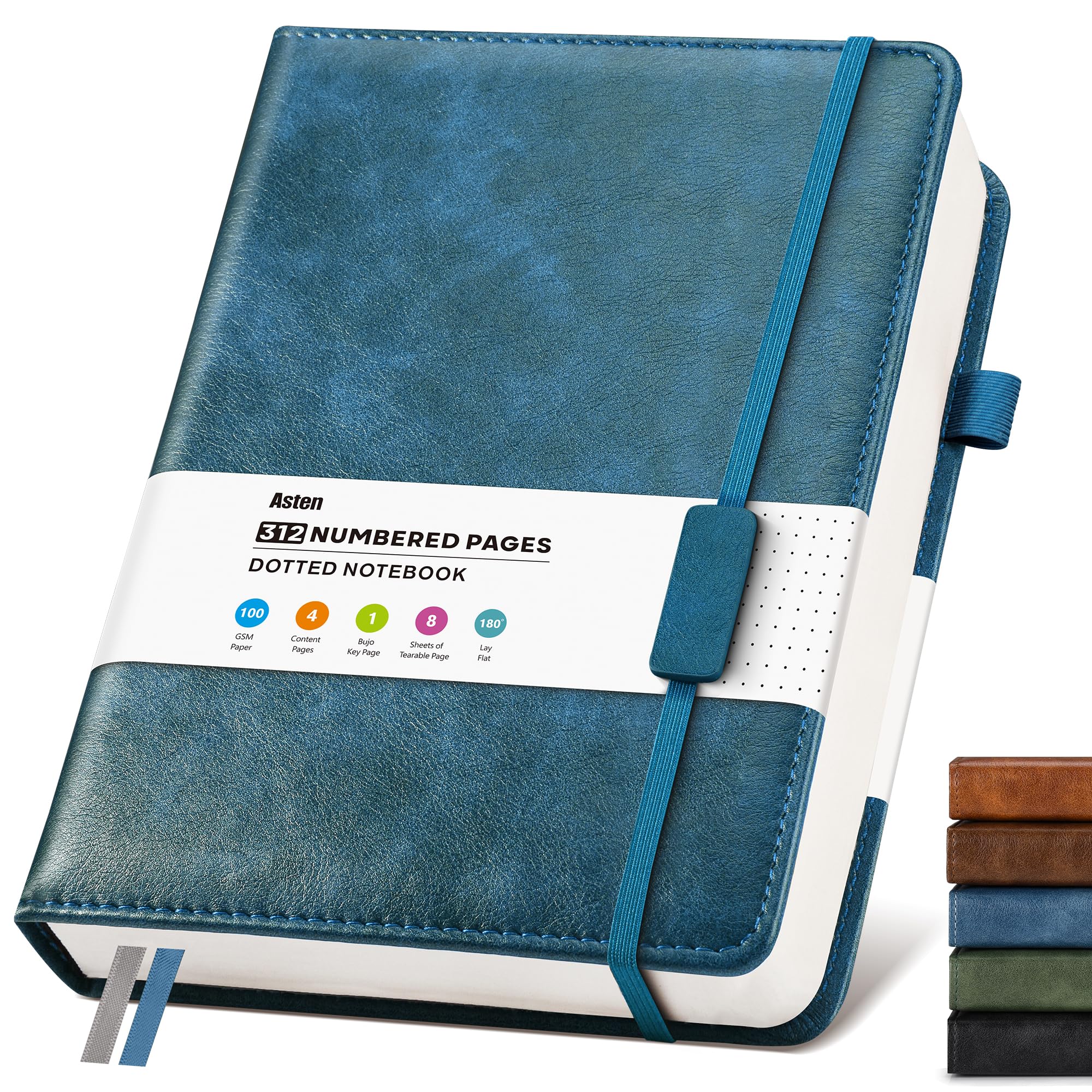 Bullet Dotted Journal Leather Notebook: A4 Notebook Hardback Diary, Blue