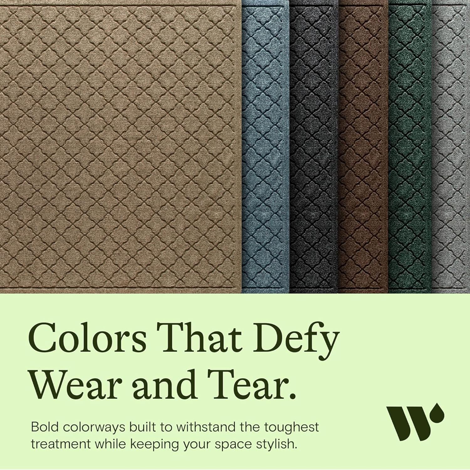 WaterHog Cordova Front Door Mat Indoor Outdoor Entrance, Absorbent All-Weather Doormat with Non-Slip Rubber Backing, Dirt & Moisture Trapper, Low Profile, Easy Clean, Made in USA, 23"x35.5" Camel