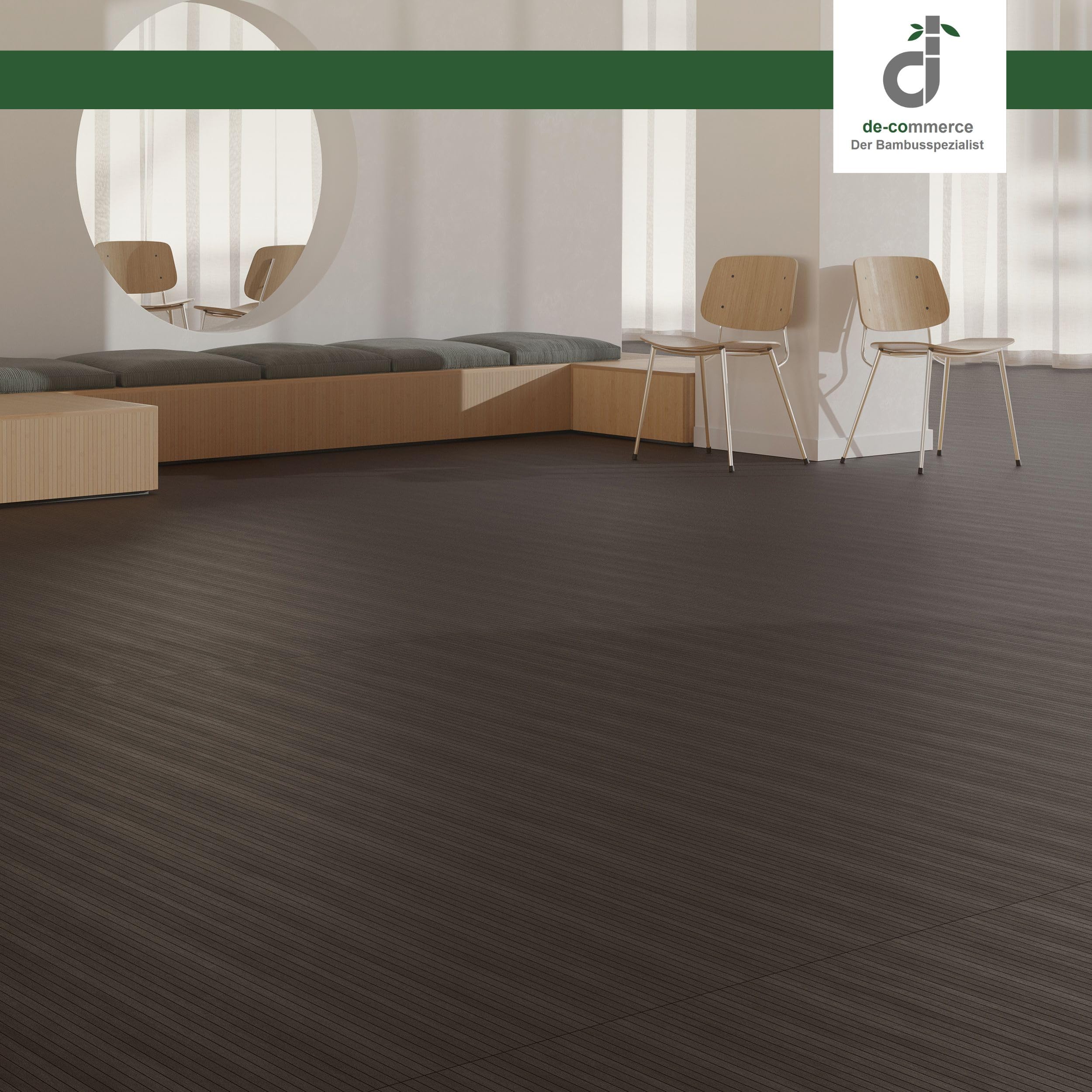 DE-COmmerce parquet de bambú FLEXBAMBOO 400x200 cm Revestimiento de Suelo con Parte Trasera Antideslizante 200 cm de Ancho | Color: Ebony