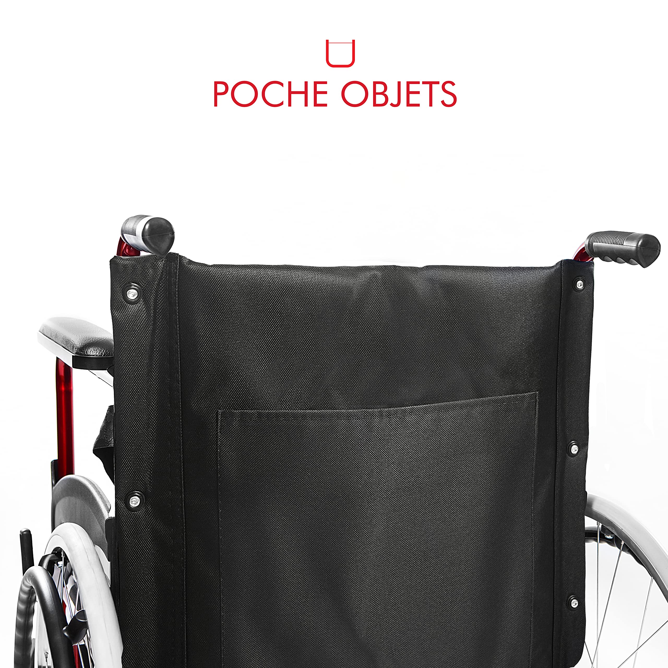 AIESI® Fauteuil Roulant pliable léger à autopousser pour les handicapés et les personnes âgées AGILA BASIC, Accoudoirs et Repose-pieds fixes, Ceinture de sécurité, Garantie 24 mois