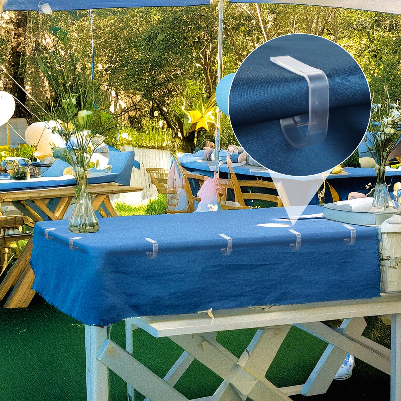 Lot de 12 pinces à nappe transparentes en plastique pour l'extérieur Noël mariage pique-nique