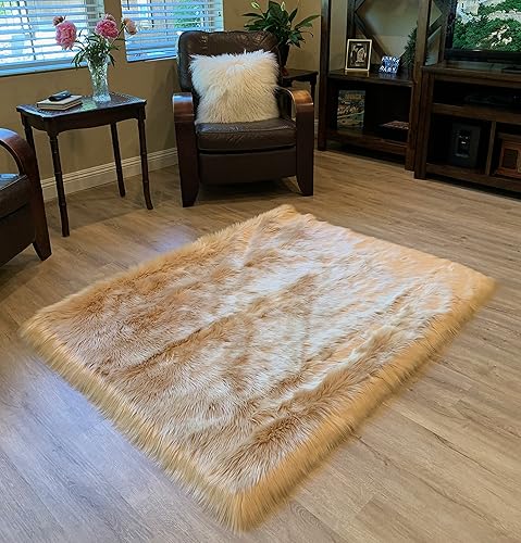 Miniatura 5 de LAMBZY Alfombra de pelo sintético de oveja súper suave, hipoalergénica, sedosa para sala de estar, habitación de los niños, sofá (2 pies 6 x 6 pies,