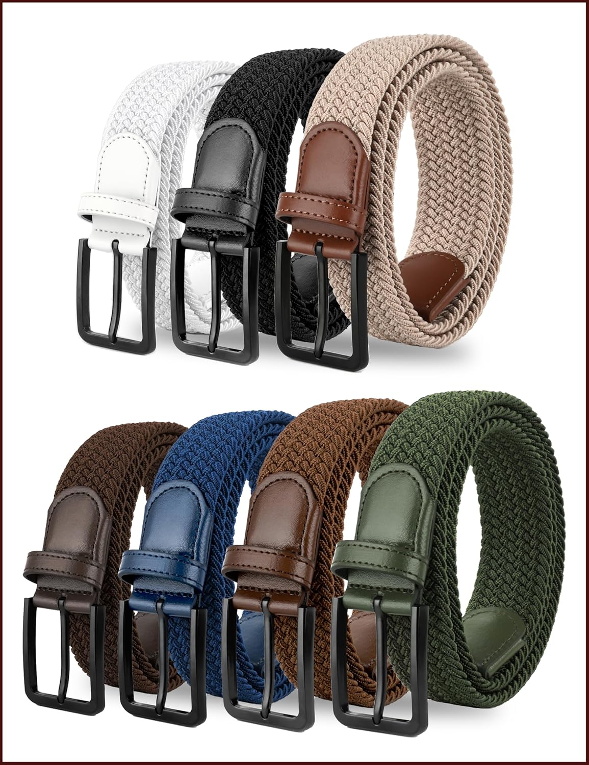 Stretch Elastic Braided Woven Golf Belt 1 3/8 Inch Wide for Men and Women - Image 7