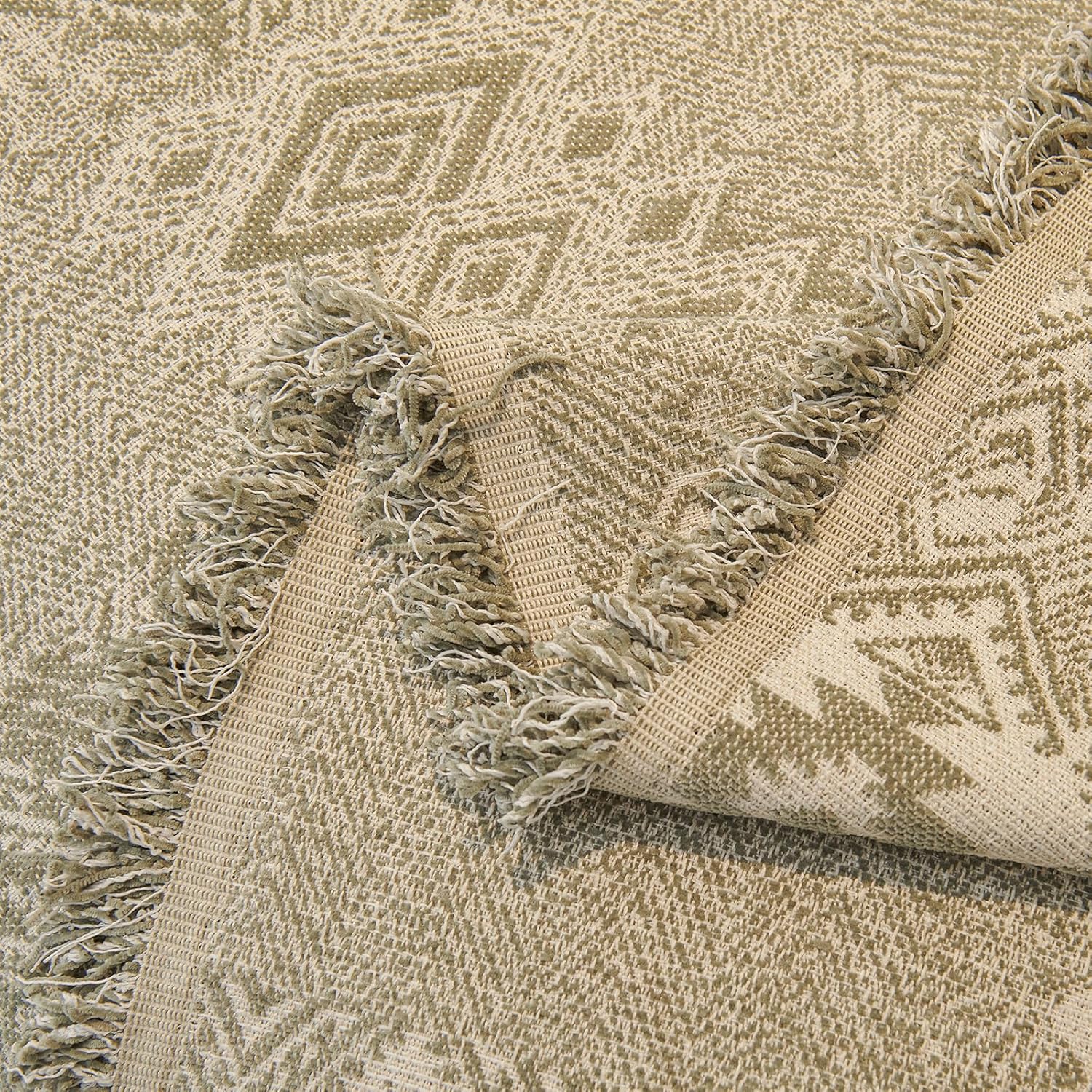DREAMINGO Couch Cover - Geometric Jacquard, Sage Green, Boho Vintage Loveseat Couch Covers for Dogs Washable, Chenille Furniture Protector Sectional Sofa Slipcovers 2 Seater, Large 71"x118"
