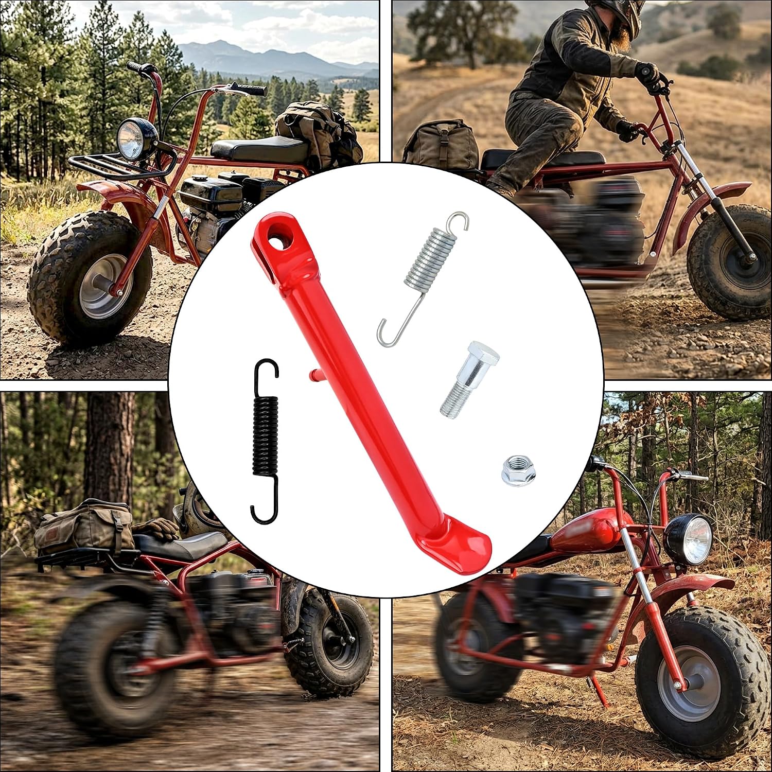 STRONGTHIUM Mini Bike Kickstand w/Spring Kit Compatible with Coleman CT200U CT200U-EX BT200X CT200U-EXR Axis M200 Replacement Kick Stand for 196cc 212cc 6.5HP Engine Minibike Powersports Parts