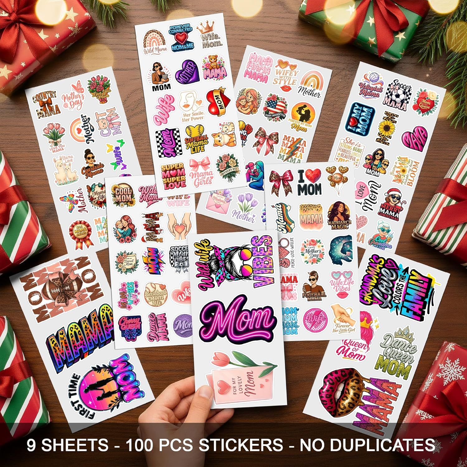 Mom Stickers Pack – 100 PCS Cute Mother & Mama Decals for Women Wife, Grandma – Aesthetic Vinyl Waterproof Sticker for Scrapbook Water Bottle Laptop Phone, Gift Set for Mother’s Day & Birthday - Image 2