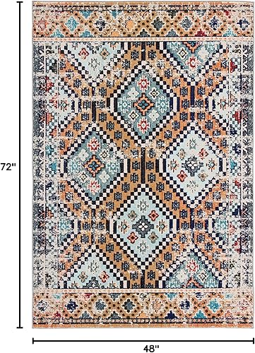 Vista 270 de Safavieh Madison Collection MAD418F - Alfombra de área con diamantes, Polipropileno, Azul Oscuro/Amarillo