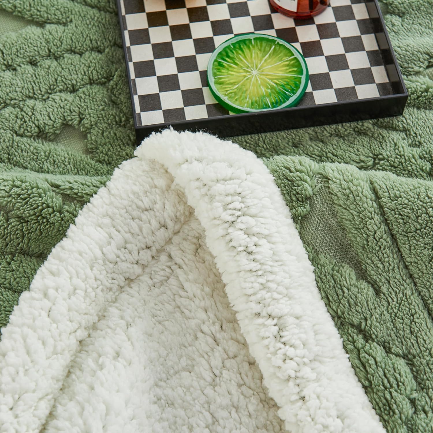 LEVINIS Bohemian Sherpa Throw Blanket 60'' × 80'', Sherpa Bed Blankets for All Season, Southwestern Aztec Throw Blanket for Bed/Couch/Sofa/Office/Camping, Green - Image 6