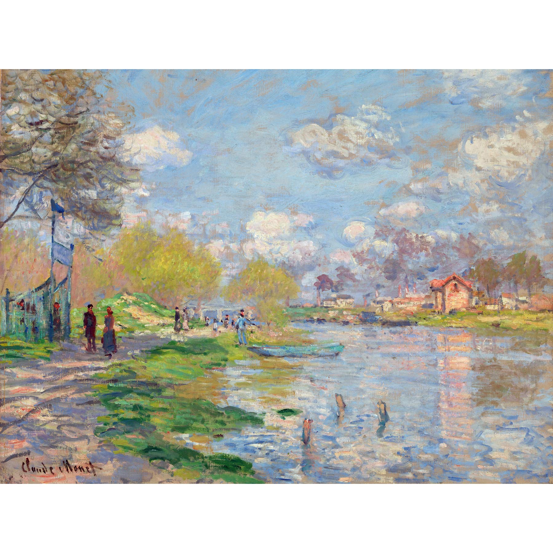 Claude Monet Spring By The Seine Large Art Print Poster Wall Decor Premium Mural