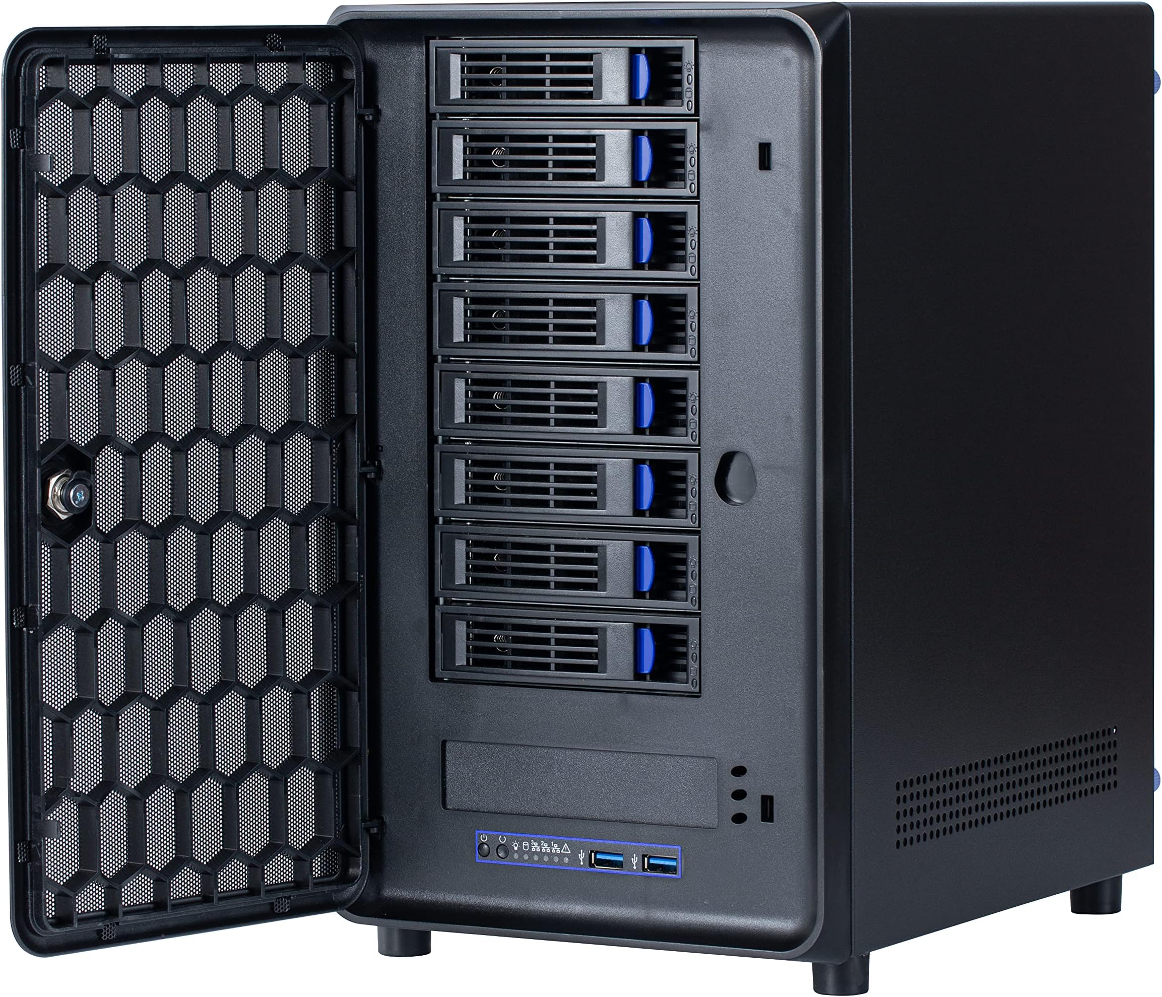 8 + 2 Bay DIY NAS Case, 8 x 2.5โณ / 3.5โณ Tray + 2 x 2.5โณ Internal Bay. MB ITX. PSU Flex. Front USB 3.0 8cm Chassis Fan Hot Swap Backplane. Network Attached Storage Private Cloud Enclosure.