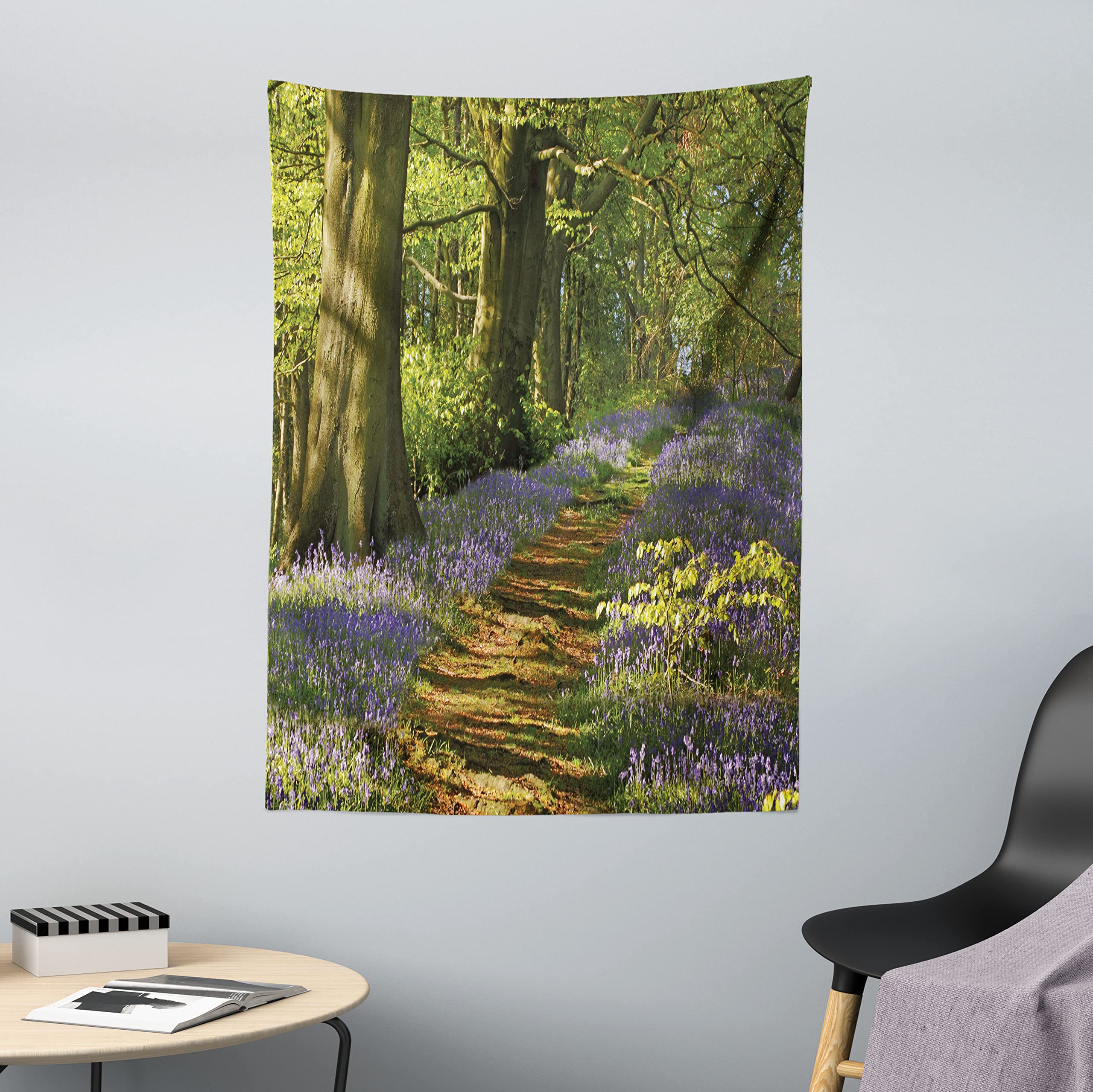 ABAKUHAUS Woodland Tapestry, A Carpet of Bluebells Spreads through Woodland in Staffordshire England
