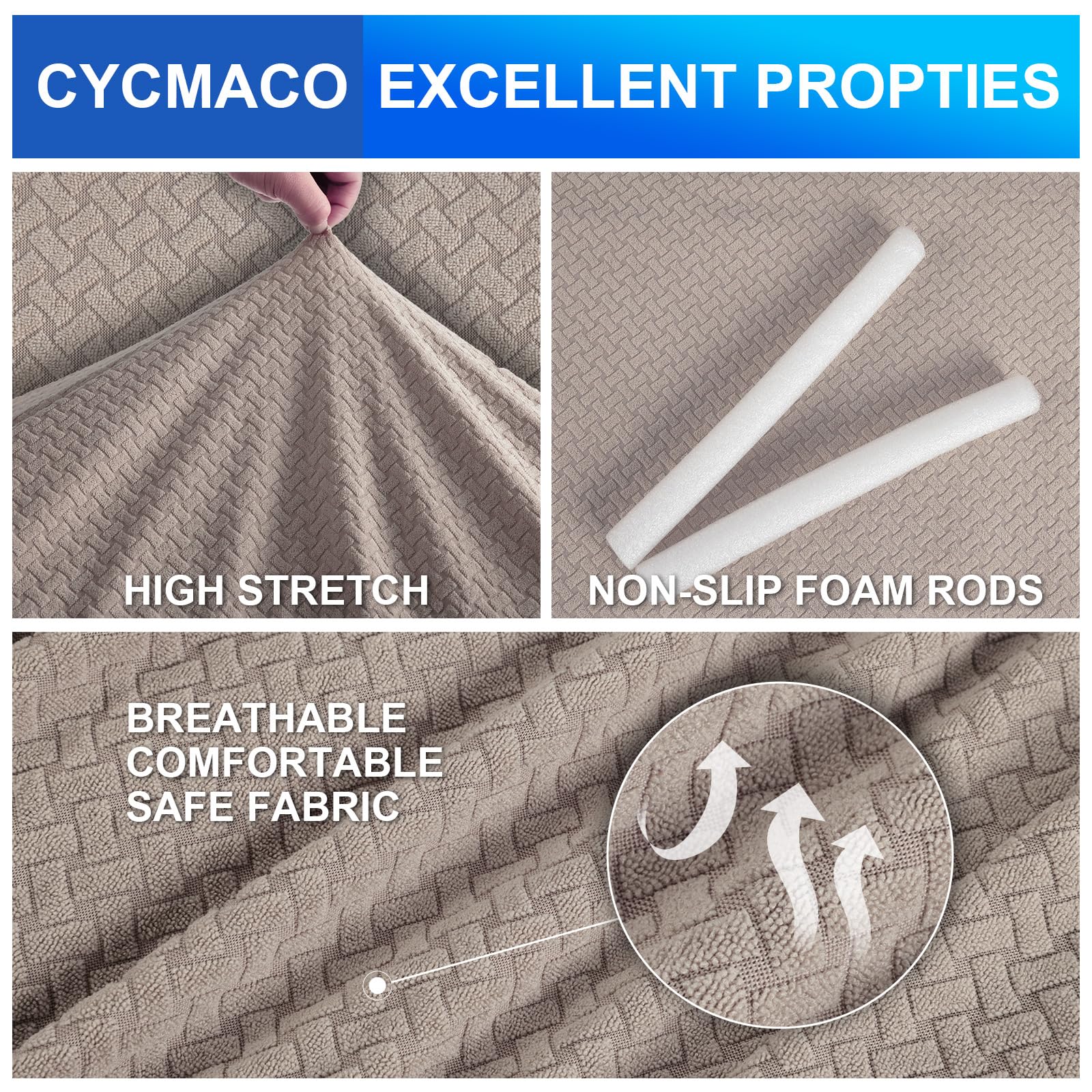 CYCMACO Copridivano 3 Posti Con Braccioli, Copridivani Elasticizzato Antiscivolo, Universale Moderno Copri Divano Antigraffio, Sofa Cover Antimacchia, Lavabile In Lavatrice, Cachi