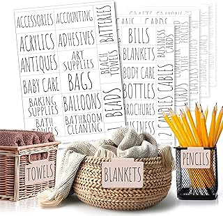 Minimalist Household Labels for Organizing - 224 Preprinted Waterproof S...