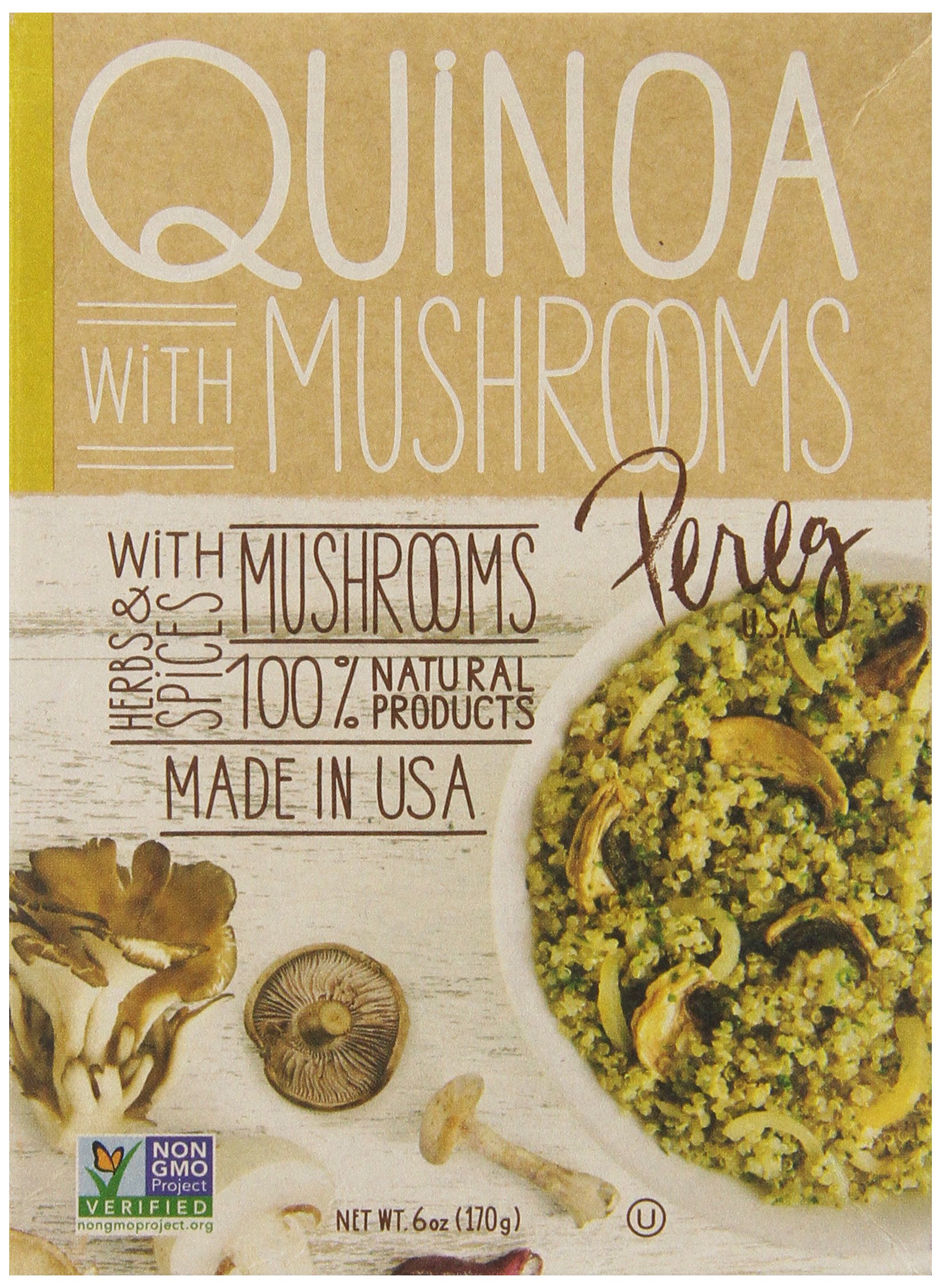 Quinoa with Mushrooms & Garlic - 6 Oz - High In Proteins, Iron & Fibres - Ancient Superfood Grain - Non-GMO, Vegan & Vegetarian