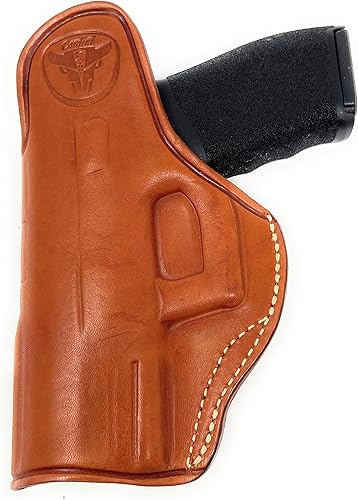 Miniatura 10 de Cardini - Funda de piel prémium IWB para Glock 23, 19, Sig P320, P229, P225, P250 Negro - Dibujo a mano derecha (dentro de la pretina),Marrón