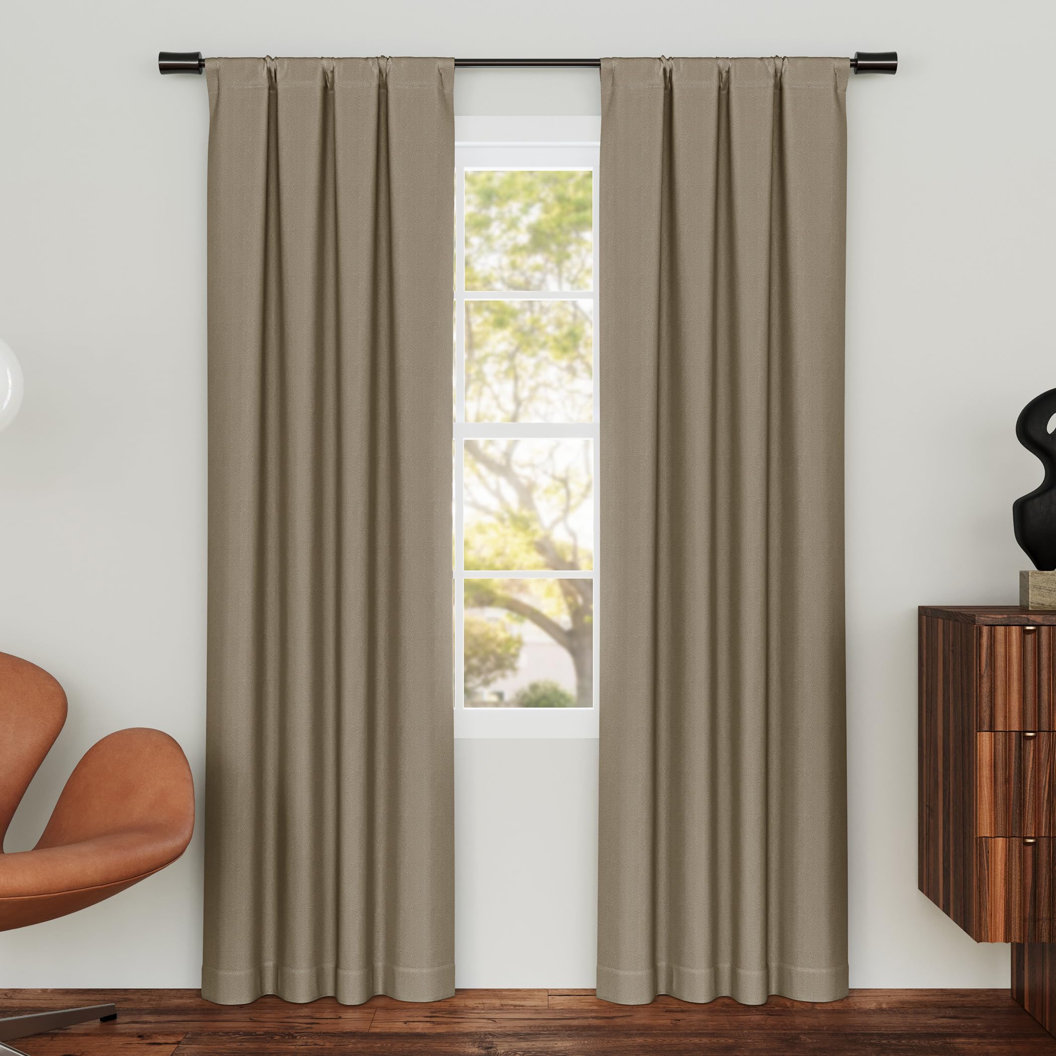 Rideaux occultants Sun Zero Pendleton lot de 2 panneaux beige foncé 94x160 cm
