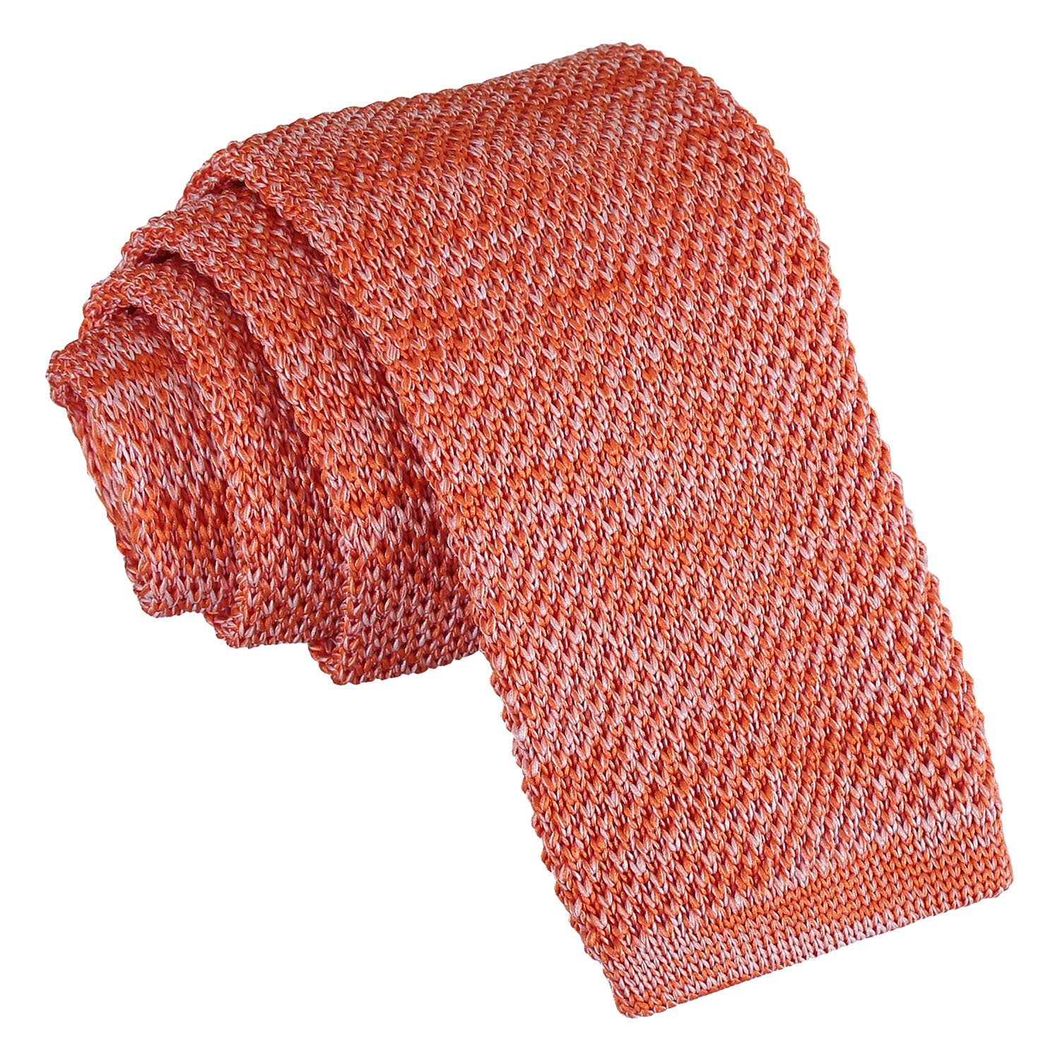 DQT Mens Knitted Polka Dot Skinny Tie - 5cm Width Necktie - Wedding, Business & Formal - Melange Orange
