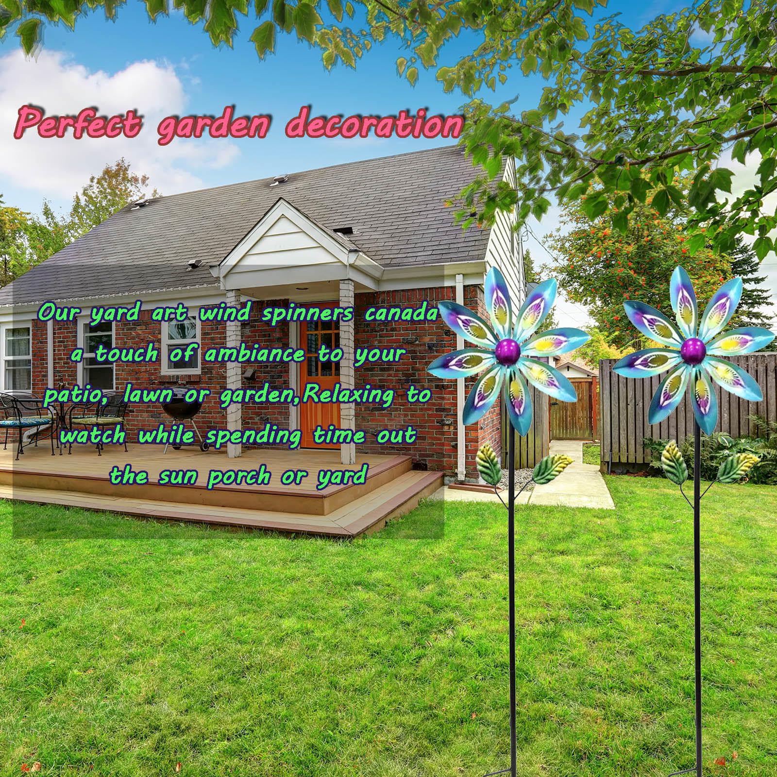 Confezione da 2 Girandola A Vento All'Aperto, Giravento, Foglia di Pavone Giardino Della Girandola Del Vento per Decorare Giardini, Terrazze E Prati