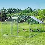 HITTITE Large Metal Chicken Coop with Run, 19.19 x 9.84 x 6.56 ft Walk in Poultry Cage Chicken Run Pen, Outdoor Chicken Runs for Yard with Waterproof & Anti-UV Cover
