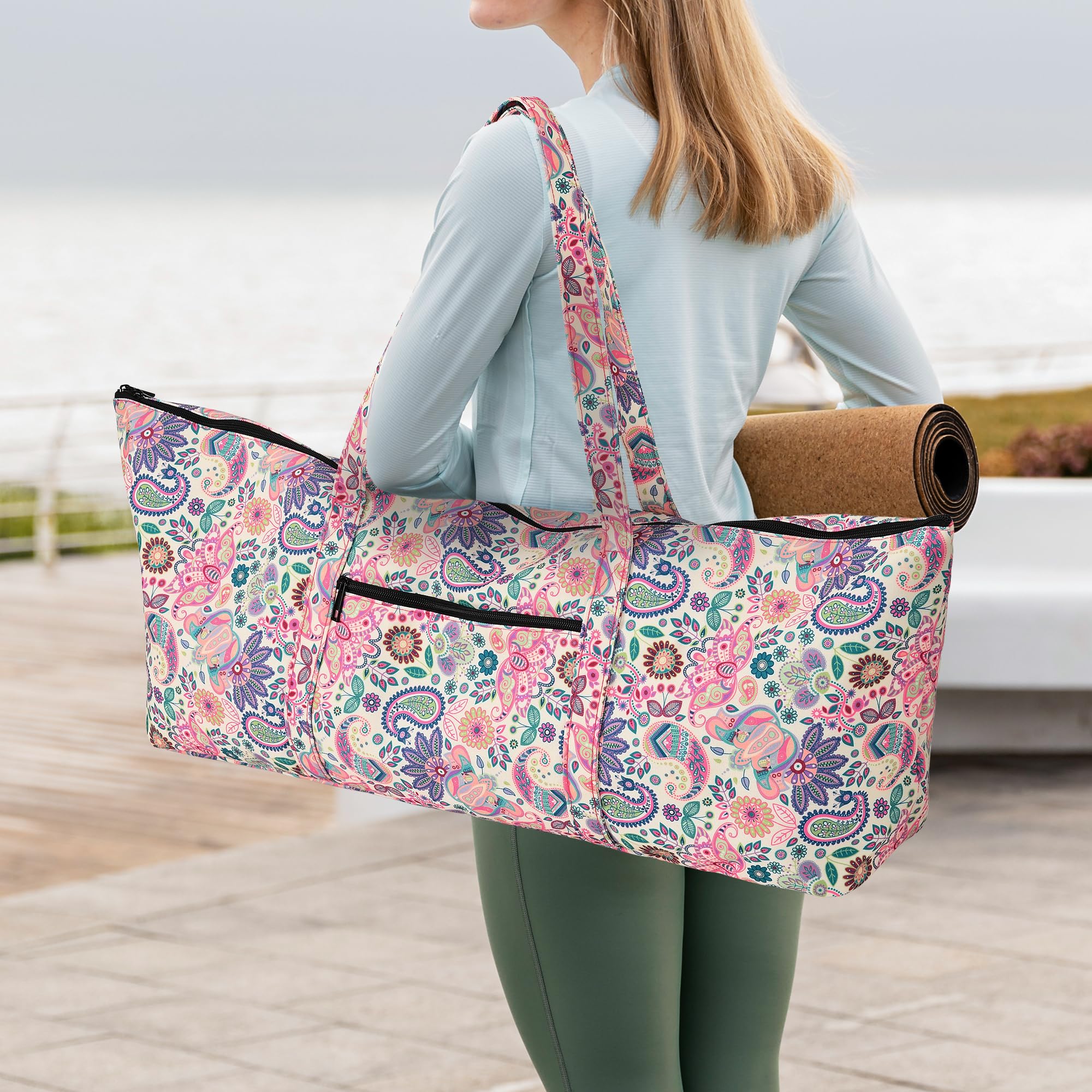Boulder Bee Bolsa para Esterilla de Yoga, transportador Grande para Esterilla de Yoga con Bolsillo húmedo, Regalos de Yoga, Bolsa de Gimnasio para Mujer