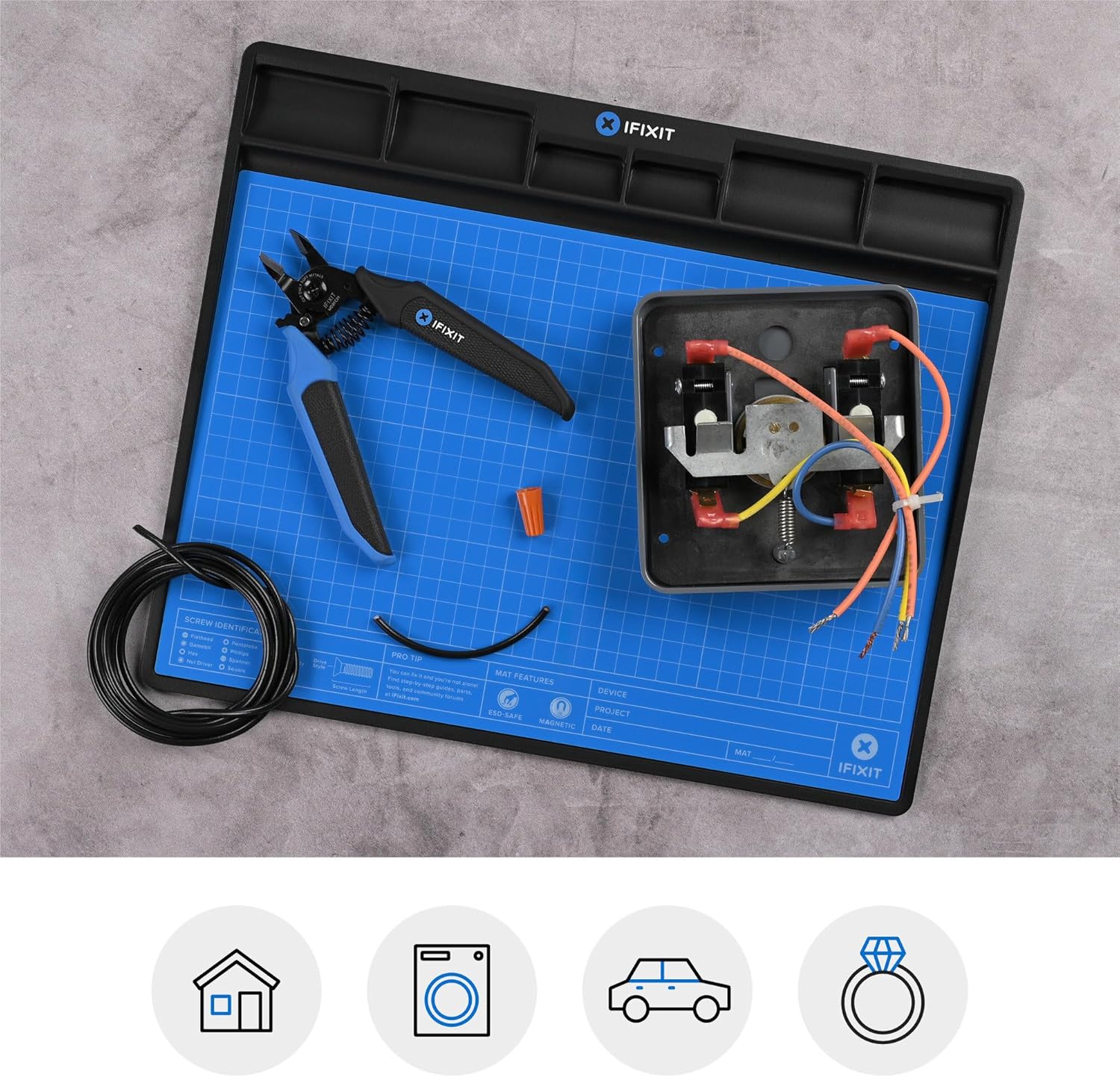 iFixit 下顎フラッシュカッター - ケーブル、ジュエリー、ワイヤーはんだ付け電子機器修理用の精密クリッパー