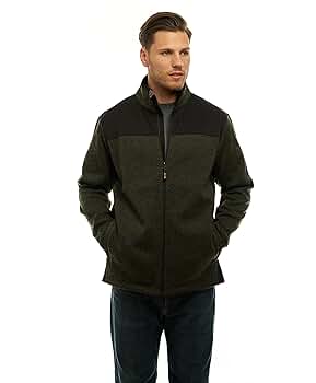 Mens Unique Speckled Zip Up Knit Signature Sweater Fleece