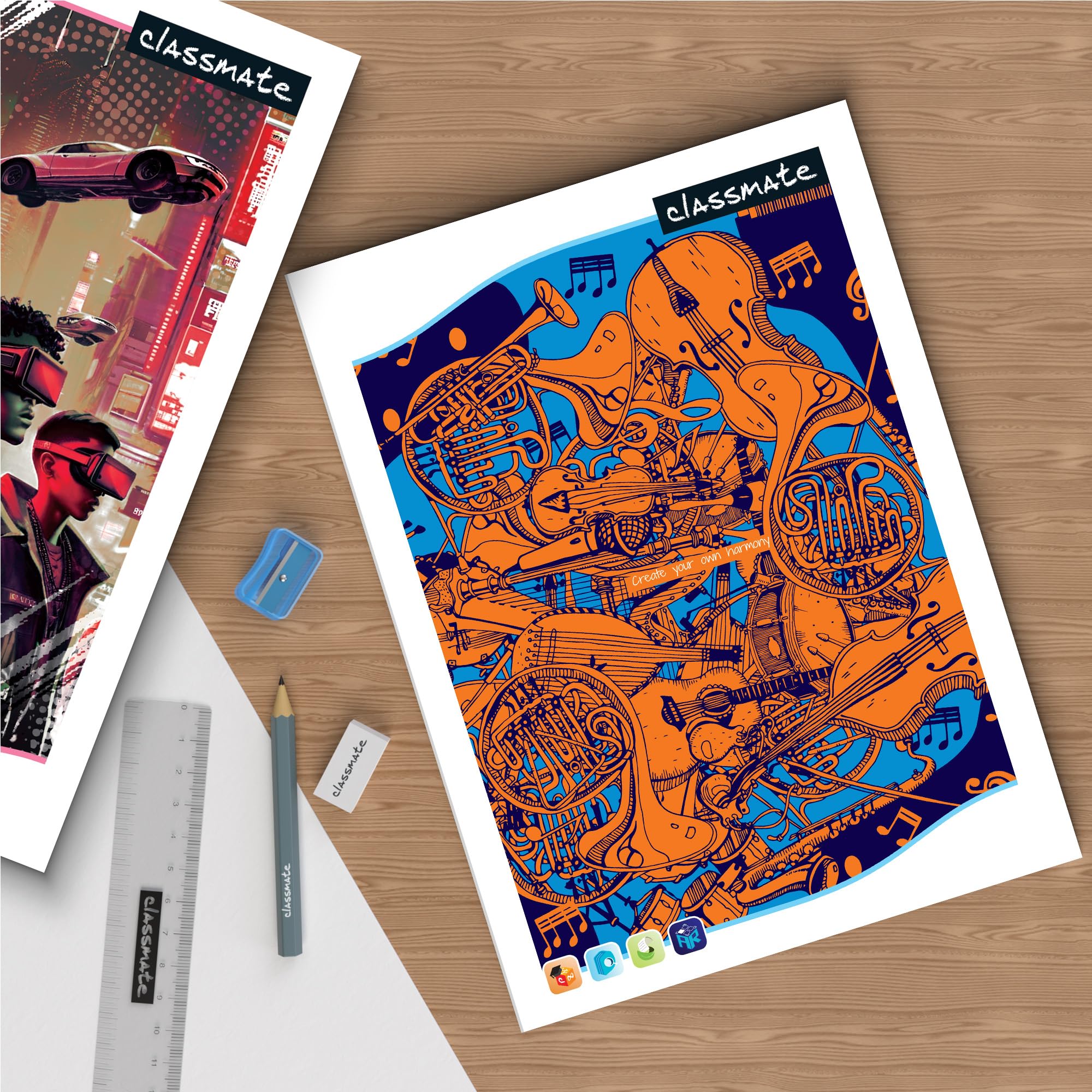 Classmate Long Book| 384 Pages | Single Line | 29.7cm x 21.0cm | Pack of 4 | Long Size Ruled Notebook for School Students