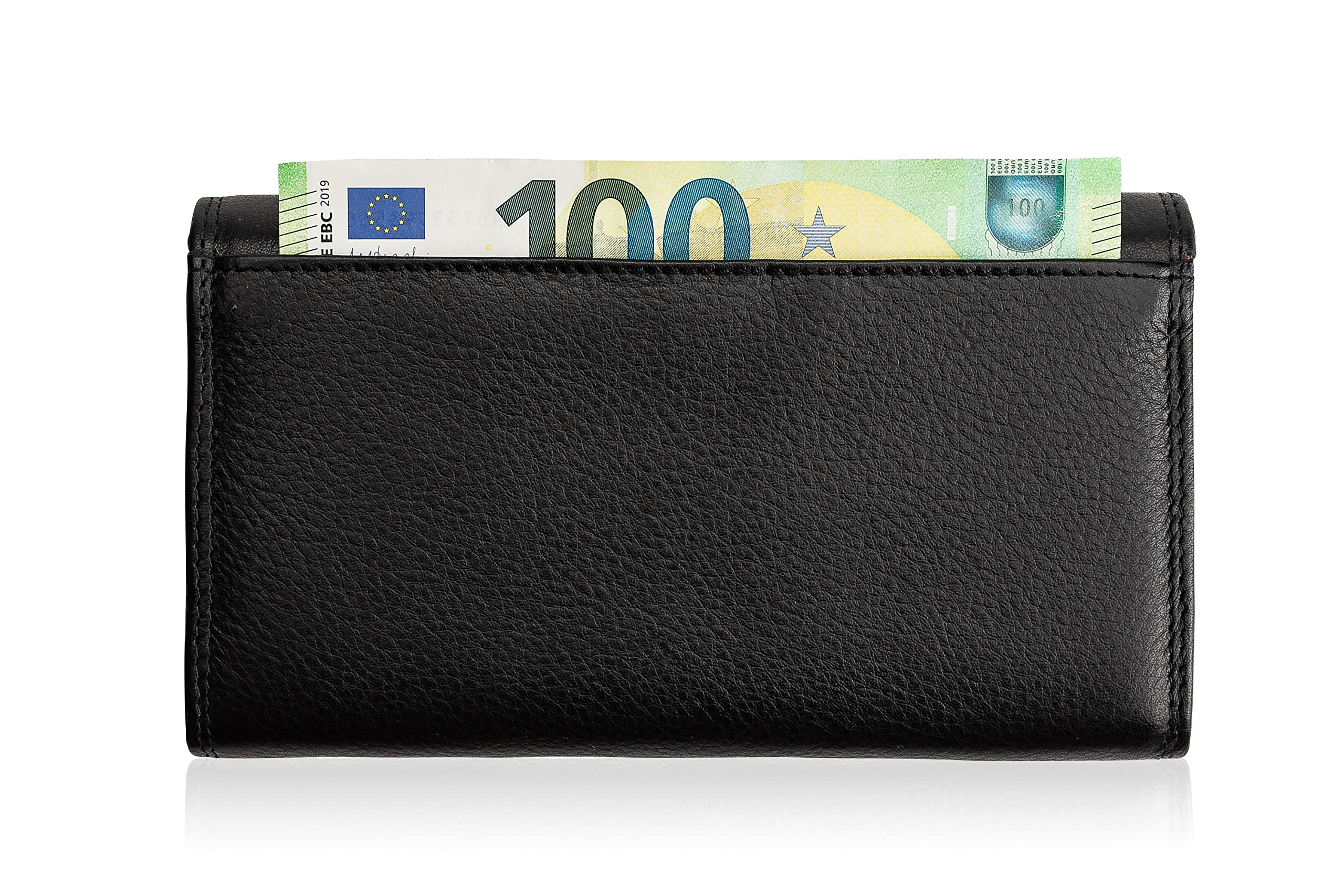 Josephine Osthoff Geldbörse Damen Leder Länglich Portemonnaie mit Bügelverschluss KleinGeldbörse Kreditkartenetui RFID-Schutz Geldbeutel mit Münzfach (920)