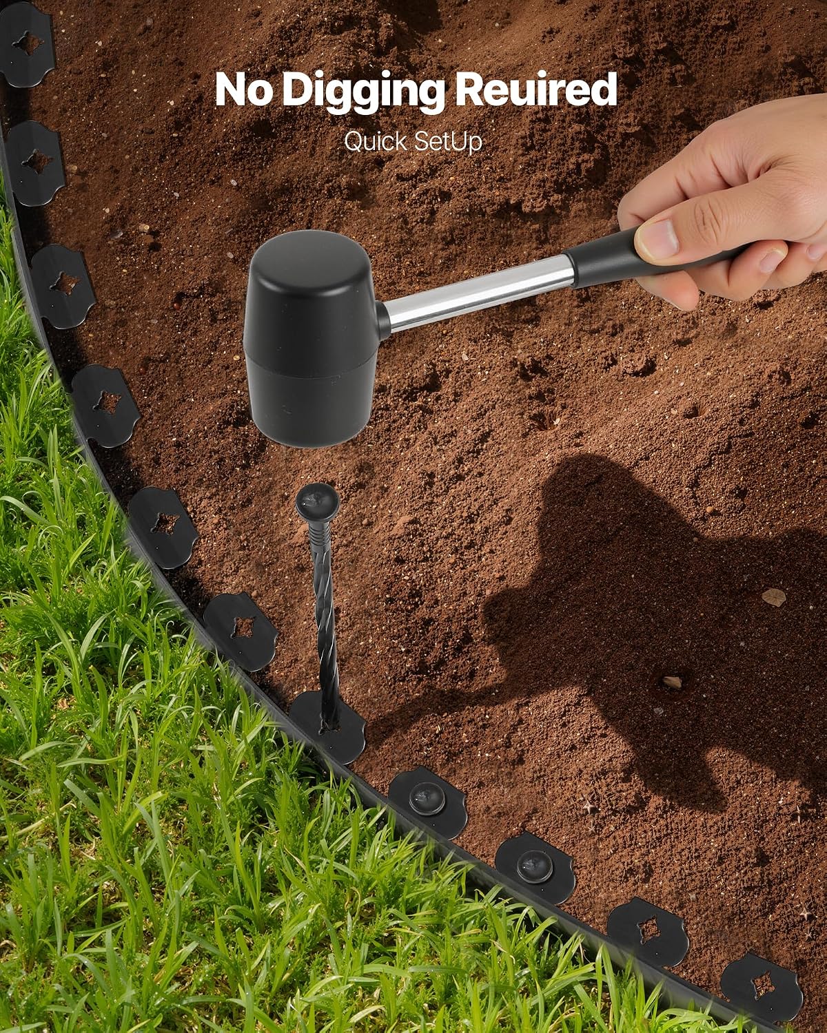 VEVOR Landscape Edging, 100 ft x 1.5 in Plastic Garden Border Edging with 120 Spikes, No Dig, Flexible Lawn Edgings Roll, UV-Resistant Mini Fence Borders Pathway Edgings for Flower Beds Yard Paver