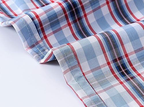 Miniatura 5 de MoFiz - Paquete de 3 pantalones cortos de pijama a cuadros para hombre, pantalones cortos tejidos de algodón para dormir y relajarse, pantalones