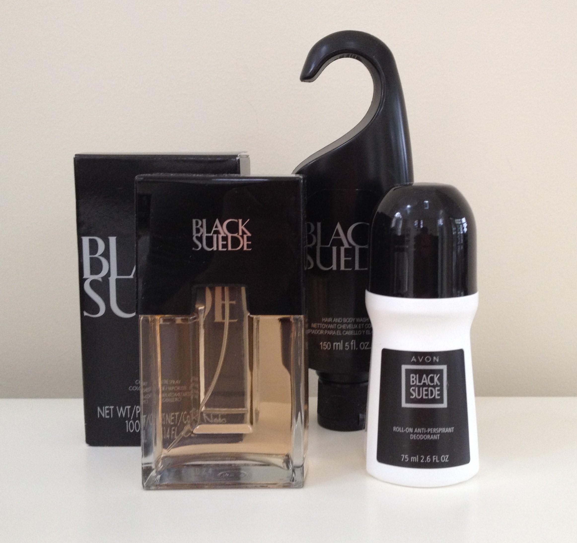 Avon Men Black Suede 3 Pc Set Cologne Spray 3.4 Fl Oz