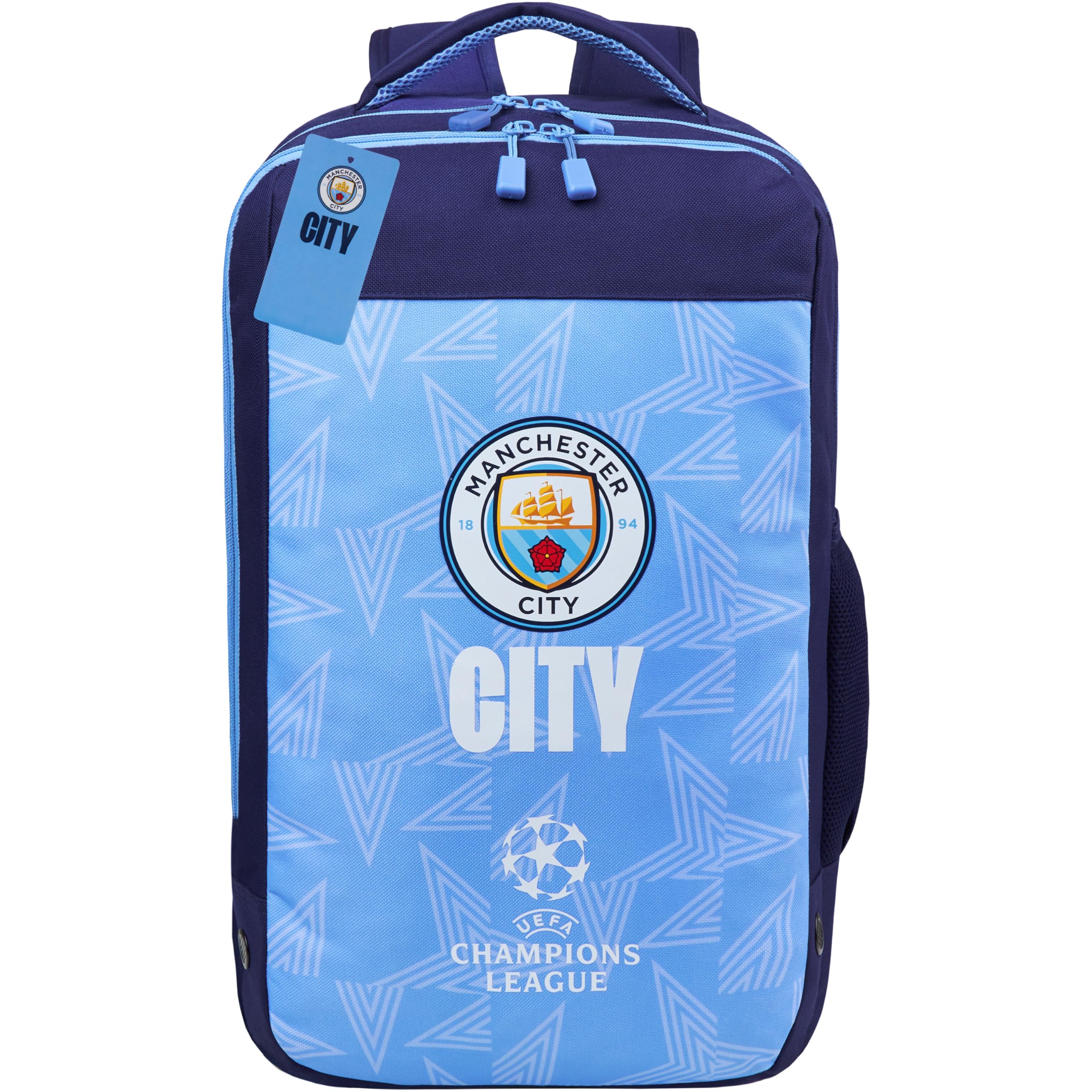 MANCHESTER CITY F.C. Backpack for Men Teens, Rucksack for Work, Boys School Bag, Sports Travel Supporters' Merchandise Gear, Football Gifts for Men (Blue)