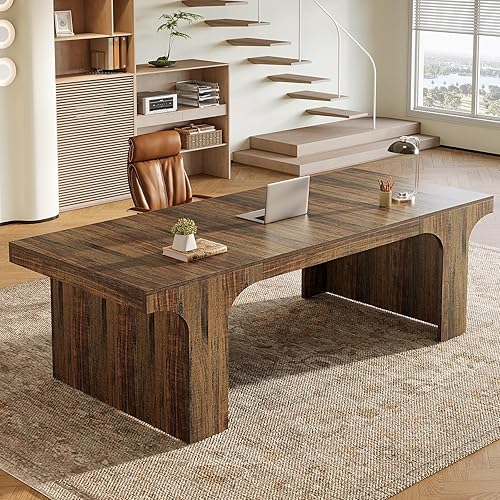 Miniatura 7 de Tribesigns Escritorio de oficina ejecutivo de 70.87 pulgadas, escritorio grande para computadora de espacio de trabajo, mesa de escritura de madera