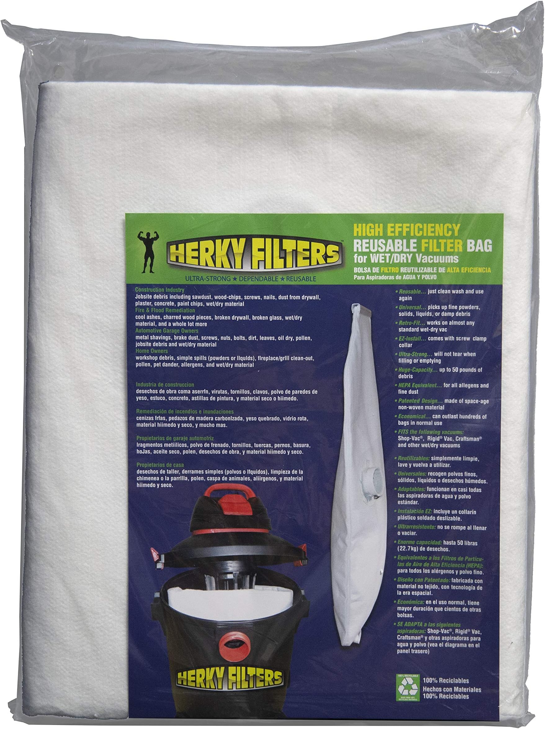 Medium Reusable Filter Bag for Wet/Dry Vacuums