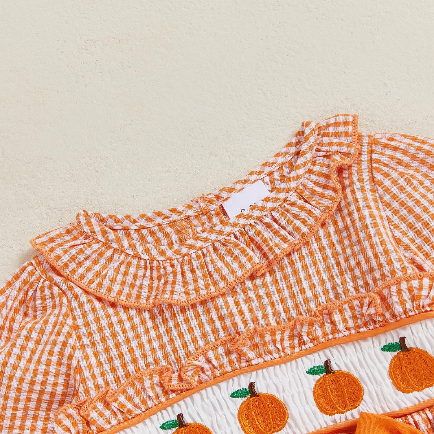 Baby Girl Christmas Outfit Santa Embroidery Bubble Romper Long Sleeve Plaid Ruffle Onesie Christmas Clothes - Image 4