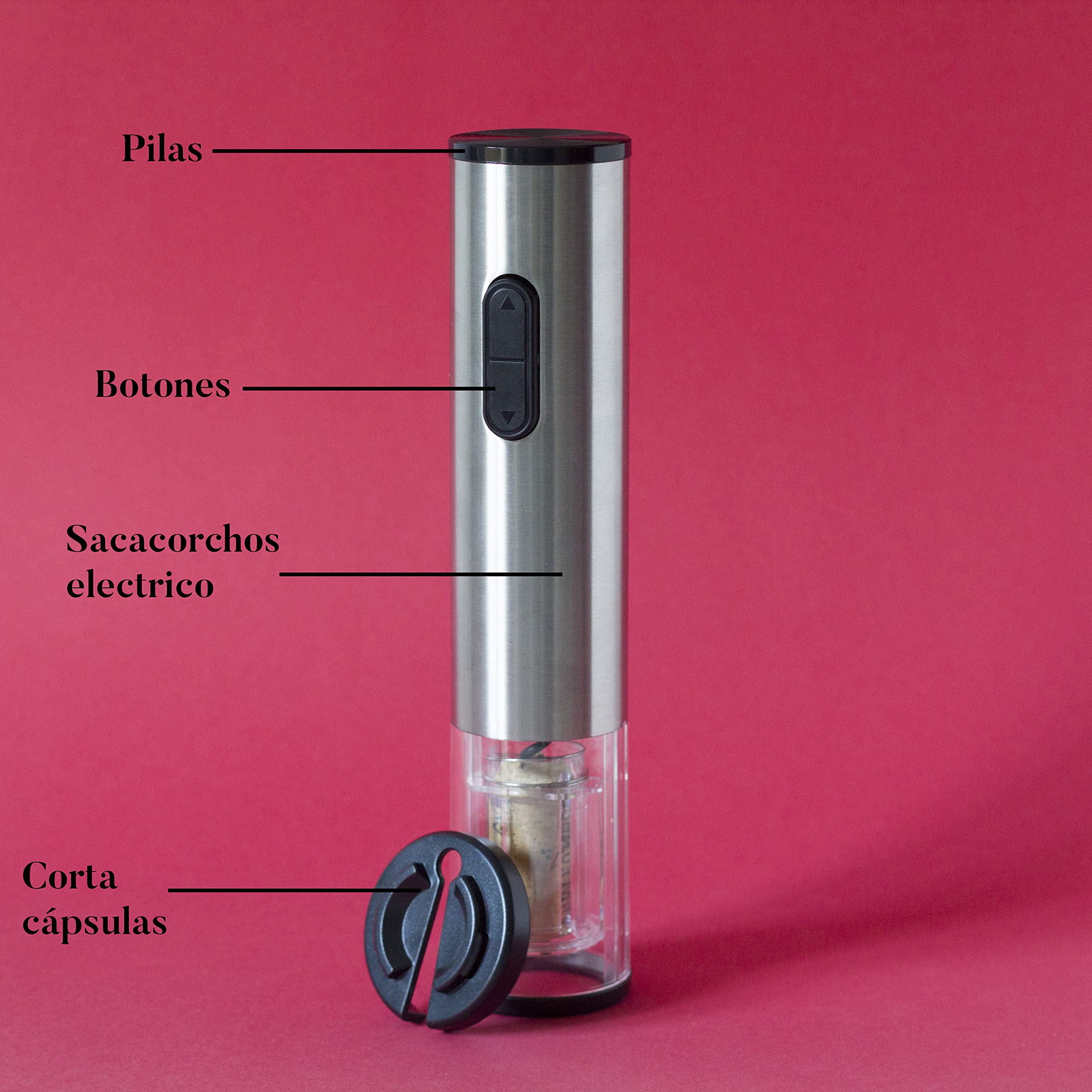 Sacacorchos eléctrico con corta cápsulas - regalos originales