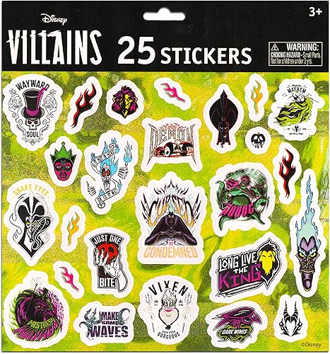 Miniatura 2 de Paquete de calcomanías de villanos de Disney, 100 calcomanías de villanos de Disney con Maléfica, Úrsula, La Reina Malvada y más (suministros de