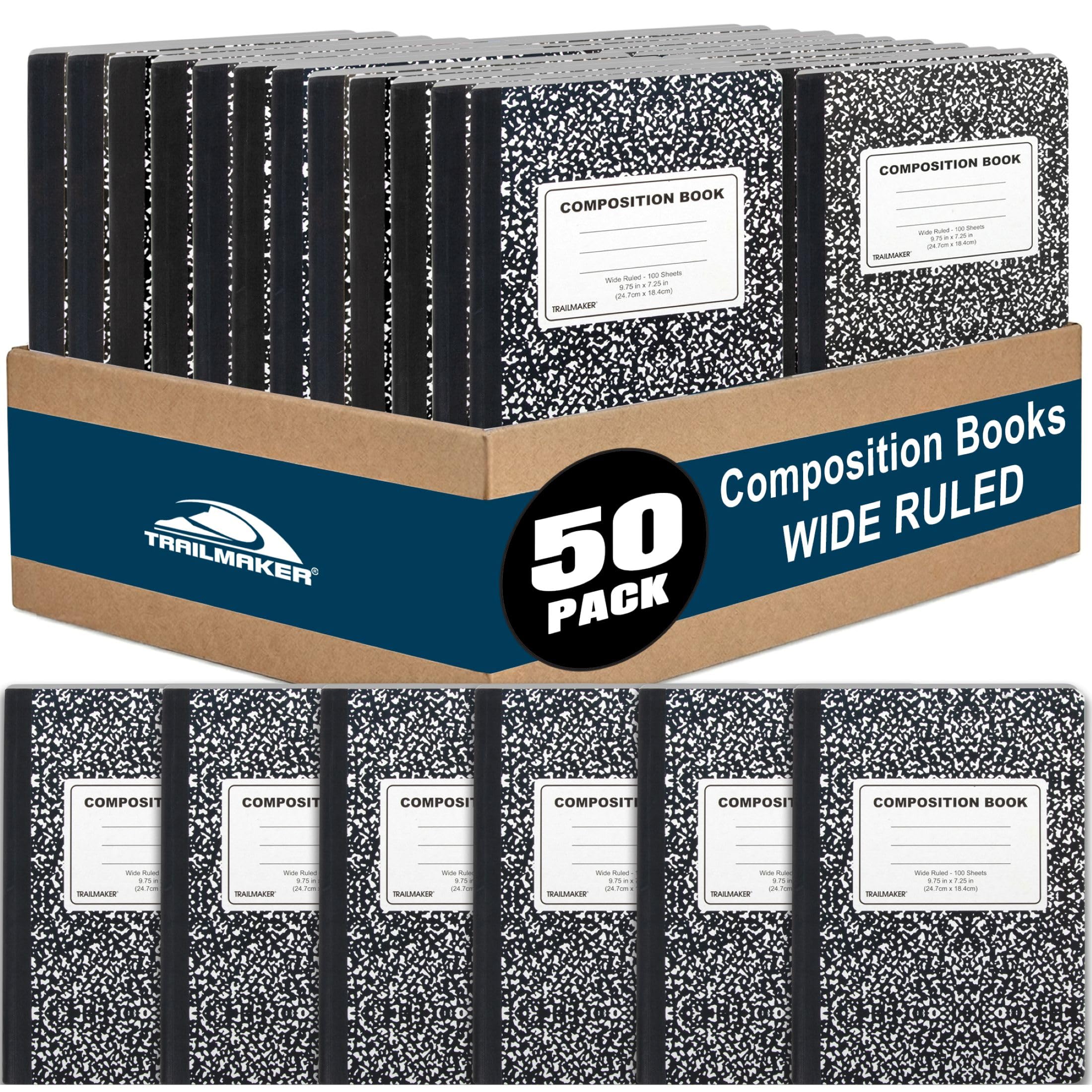 Trail maker Confezione da 50 quaderni a righe larghe con copertina rigida