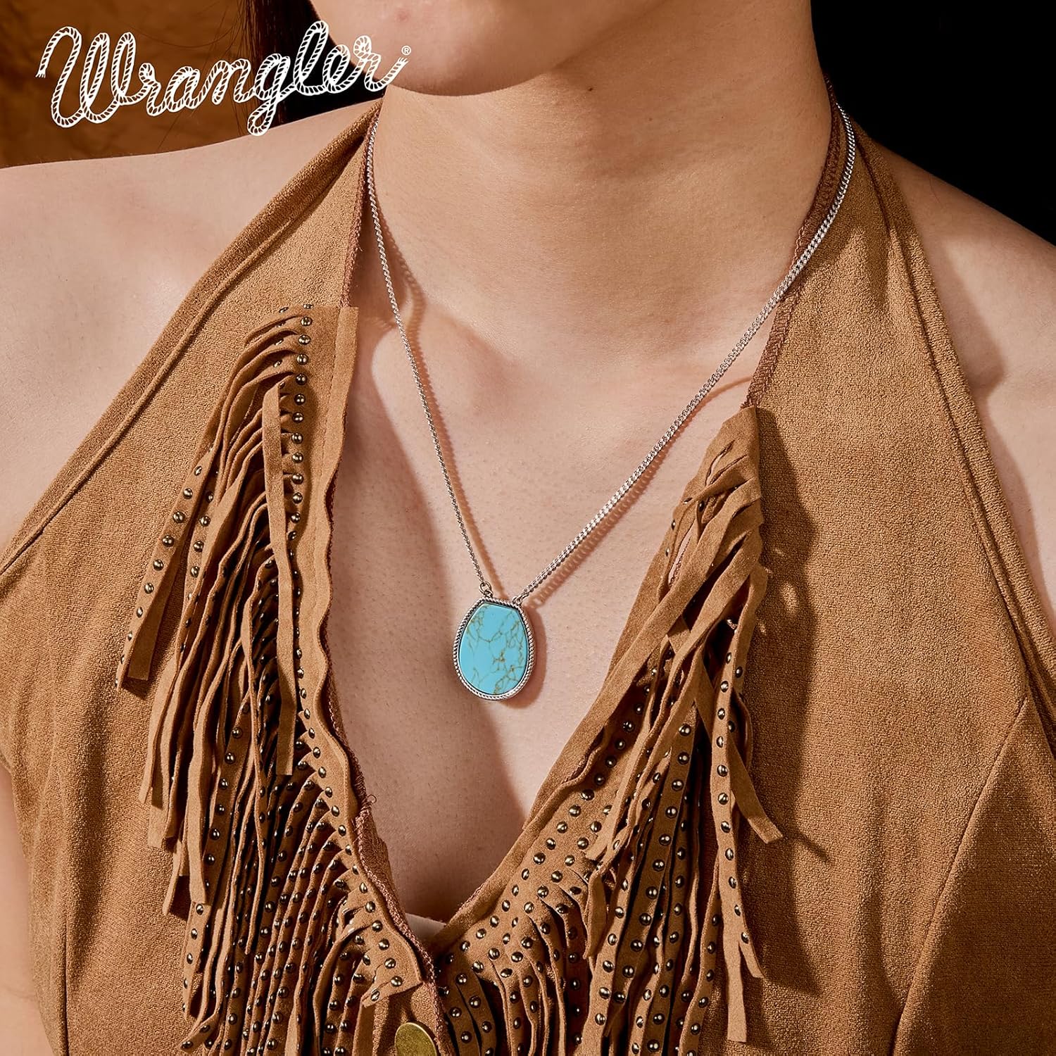 Montana West x Wrangler Western Pendant Necklace for Women 14k Gold Silver Statement Turquoise Cowgirl Vintage Trendy Fashion Jewelry - Image 4