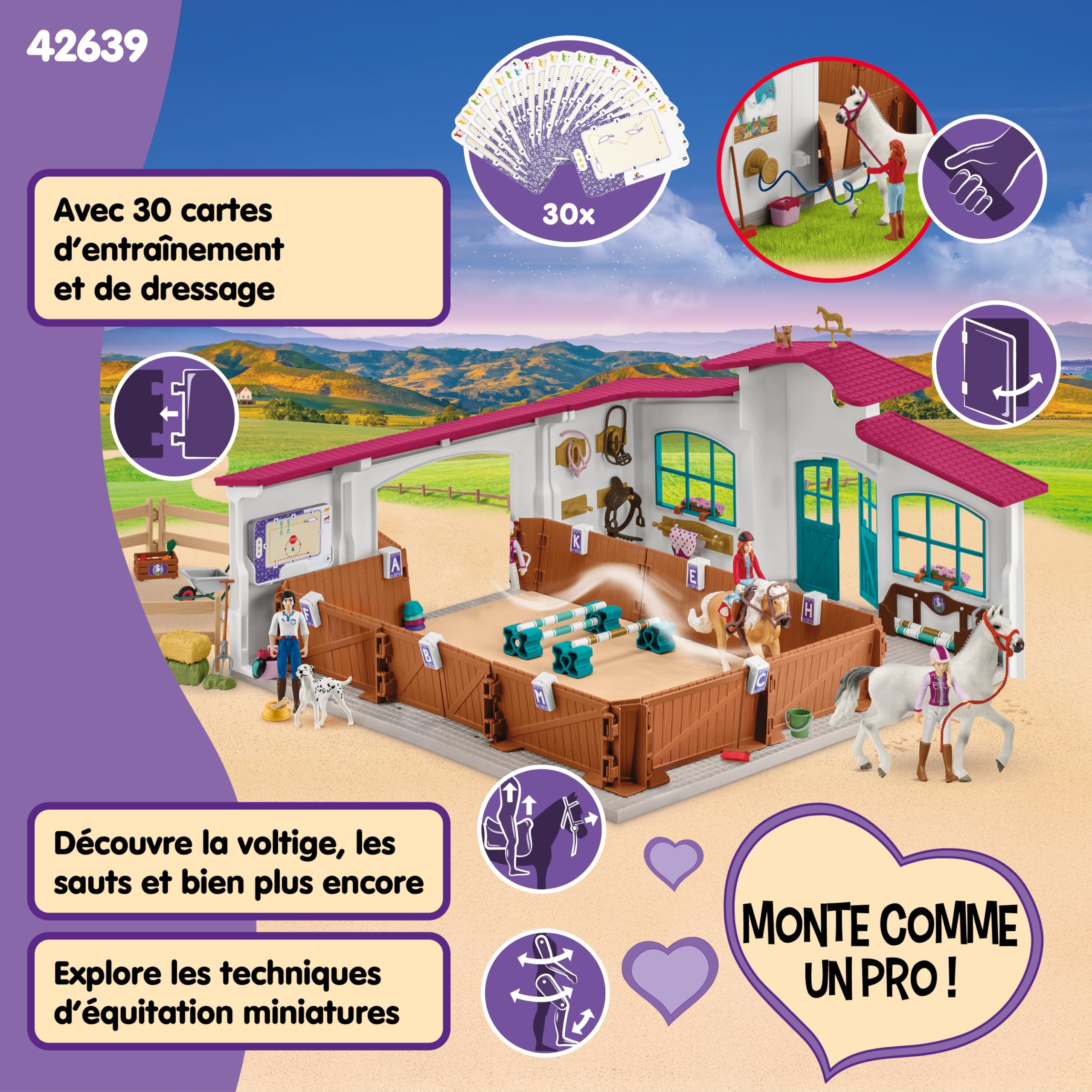 Schleich Horse Club | Grand Manège Equestre Peppertree 42639 | 179 pièces | avec obstacles, paddock et de nombreux accessoires | cadeau et jouet cheval pour enfants dès 5 ans