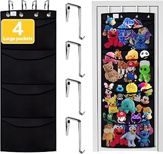 stuffed animal storage,The solution you have been looking for,stuff animal organizer,Holds a lot,toy storage,Way better than the ceiling hammocks,over the door,stuffy storage,Black