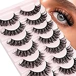 Short Lashes Natural Look D Curl 8-14mm Mink Eyelashes Fluffy that Look Like Extensions Strip False Volume Lash Pack Full 7 Pair Wispy Cat Eye Mega Double Stacked Thick Eyelash Small Fake Lashes